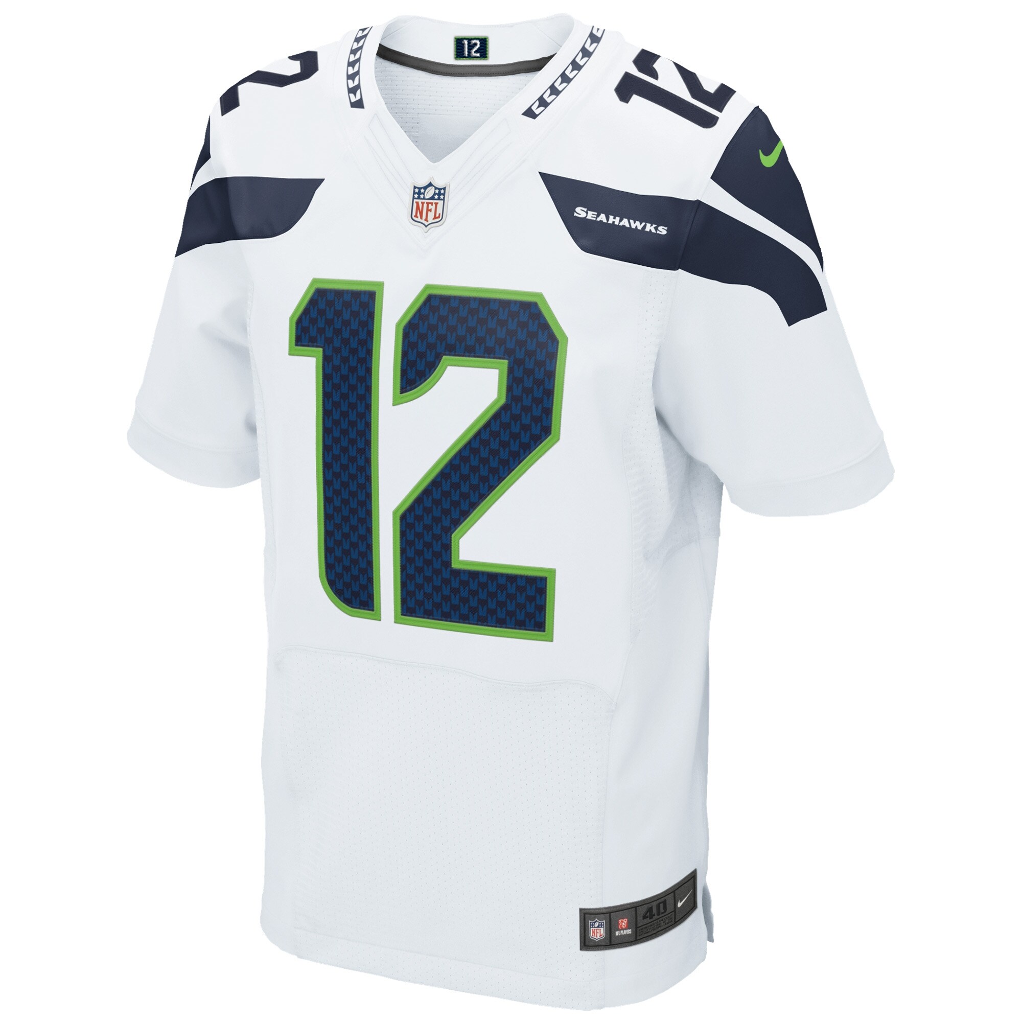 12s Seattle Seahawks  Elite Jersey - White