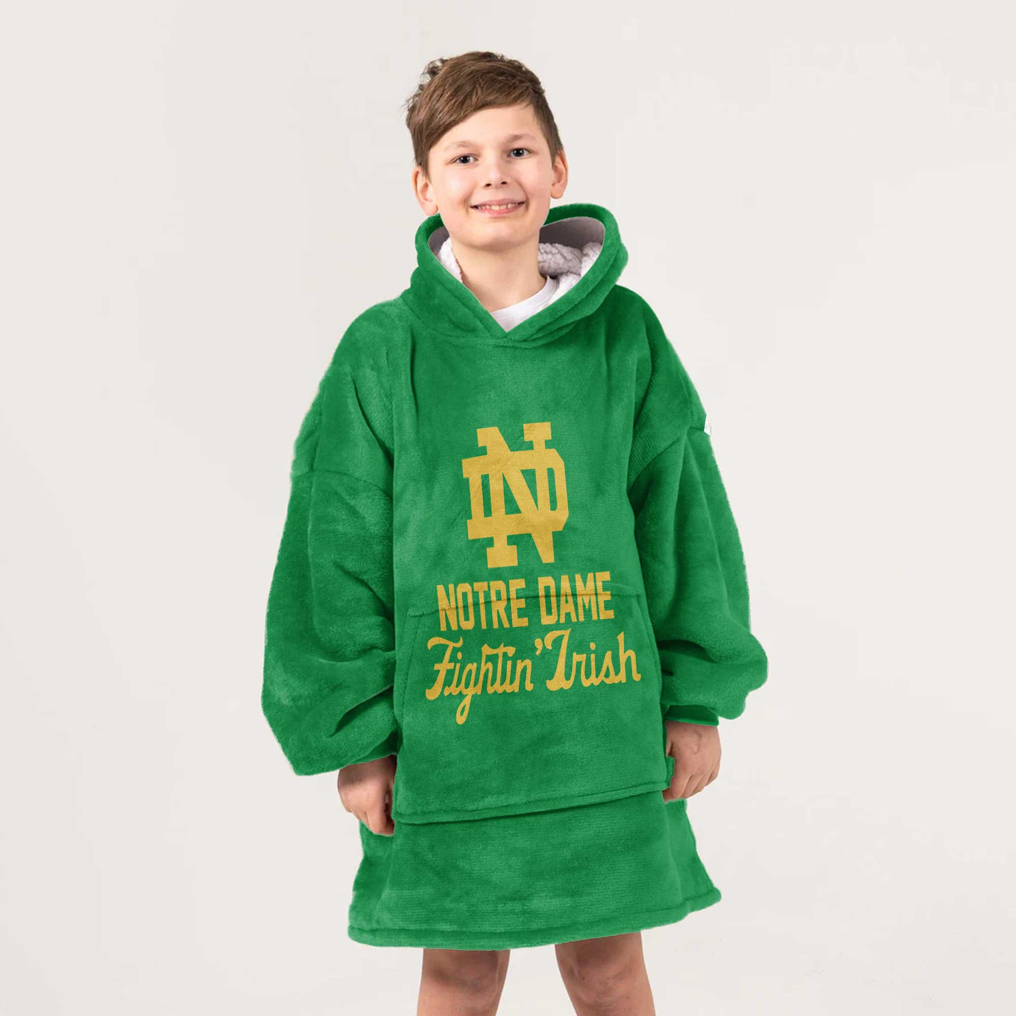 Kid Notre Dame Football Unisex Blanket Hoodie