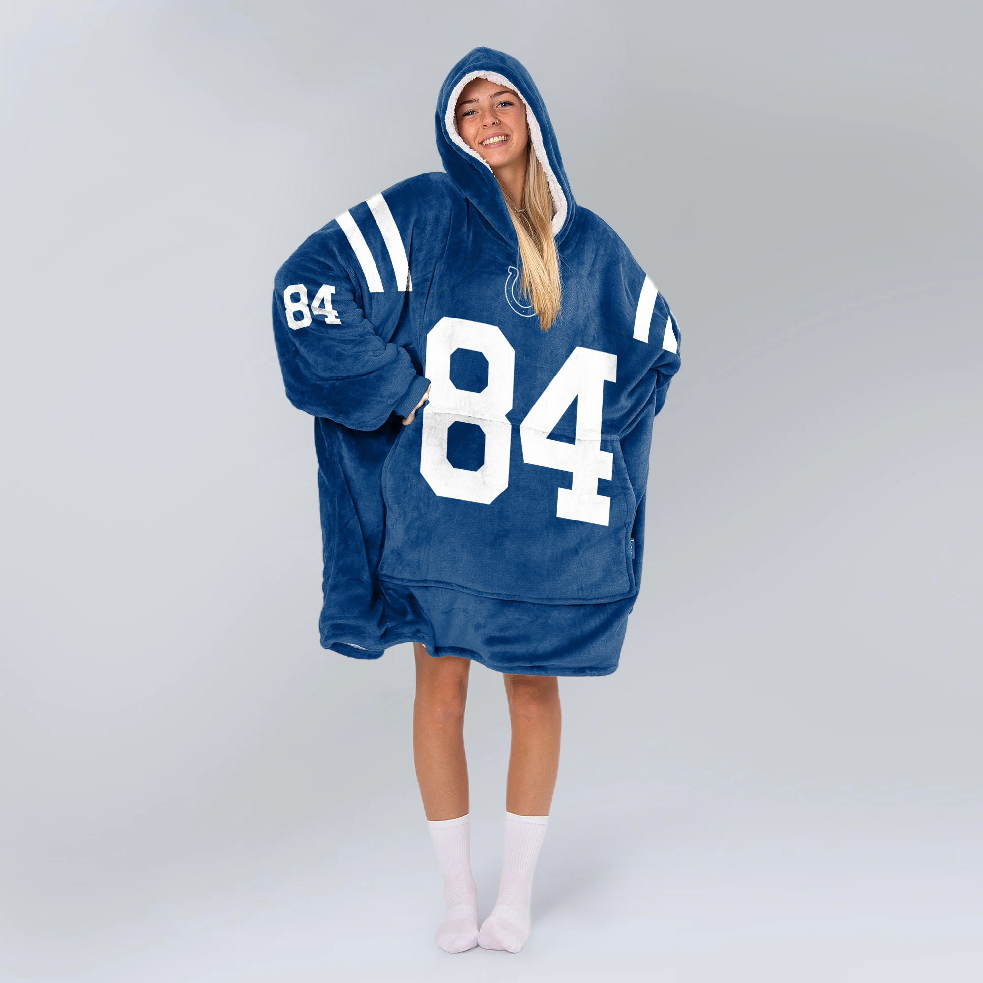 Adult 84 Indianapolis Football Unisex Blanket Hoodie