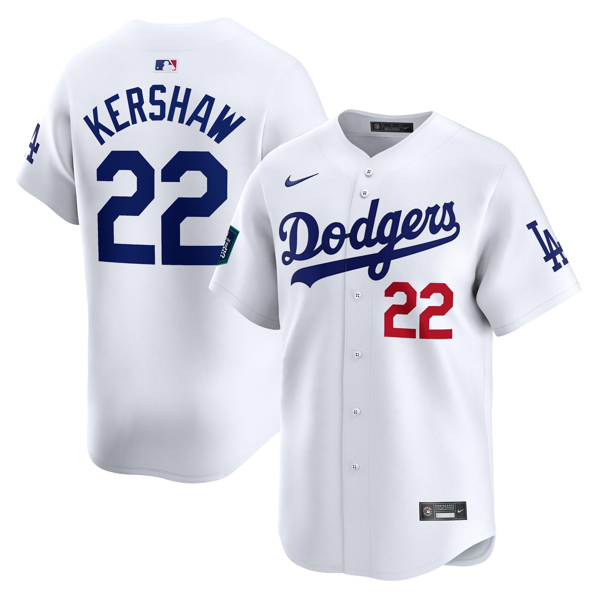 Men's Los Angeles Dodgers #22 Clayton Kershaw  White 2024 MLB World Tour Seoul Series Home Limited Player Jersey