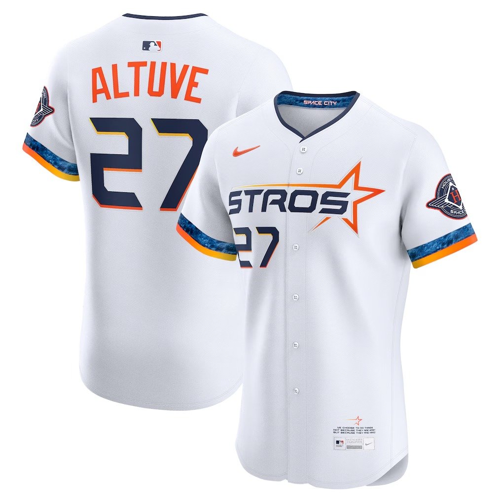 Men's #27 Jose Altuve Houston Astros  2025 City Connect Elite Player White Jersey