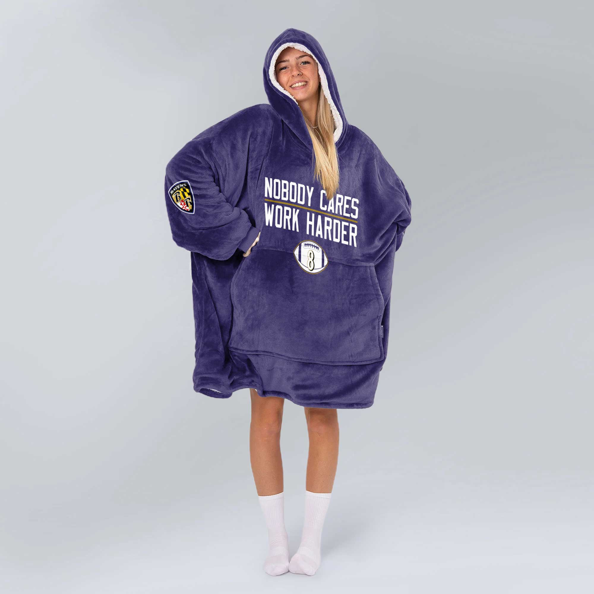 Adult 8 Baltimore Football Unisex Blanket Hoodie