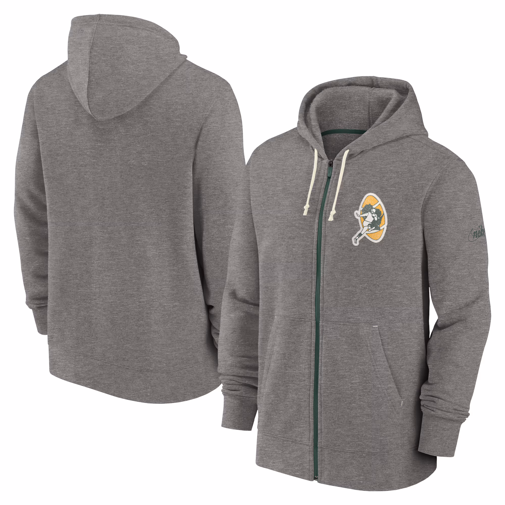 Green Bay Packers Historic Lifestyle Full-Zip Hoodie - Heather Charcoal