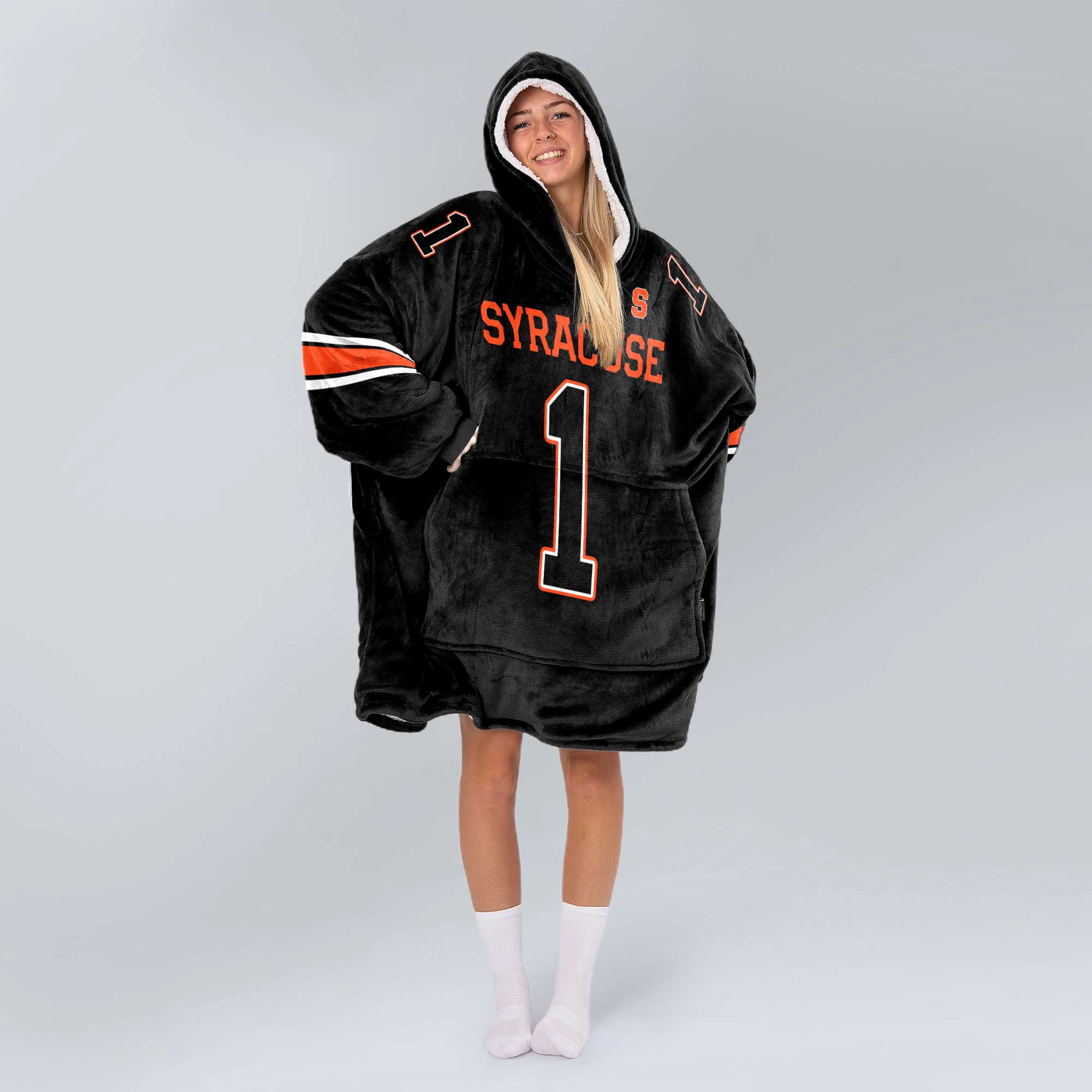 Adult #1 Syracuse Football Unisex Blanket Hoodie