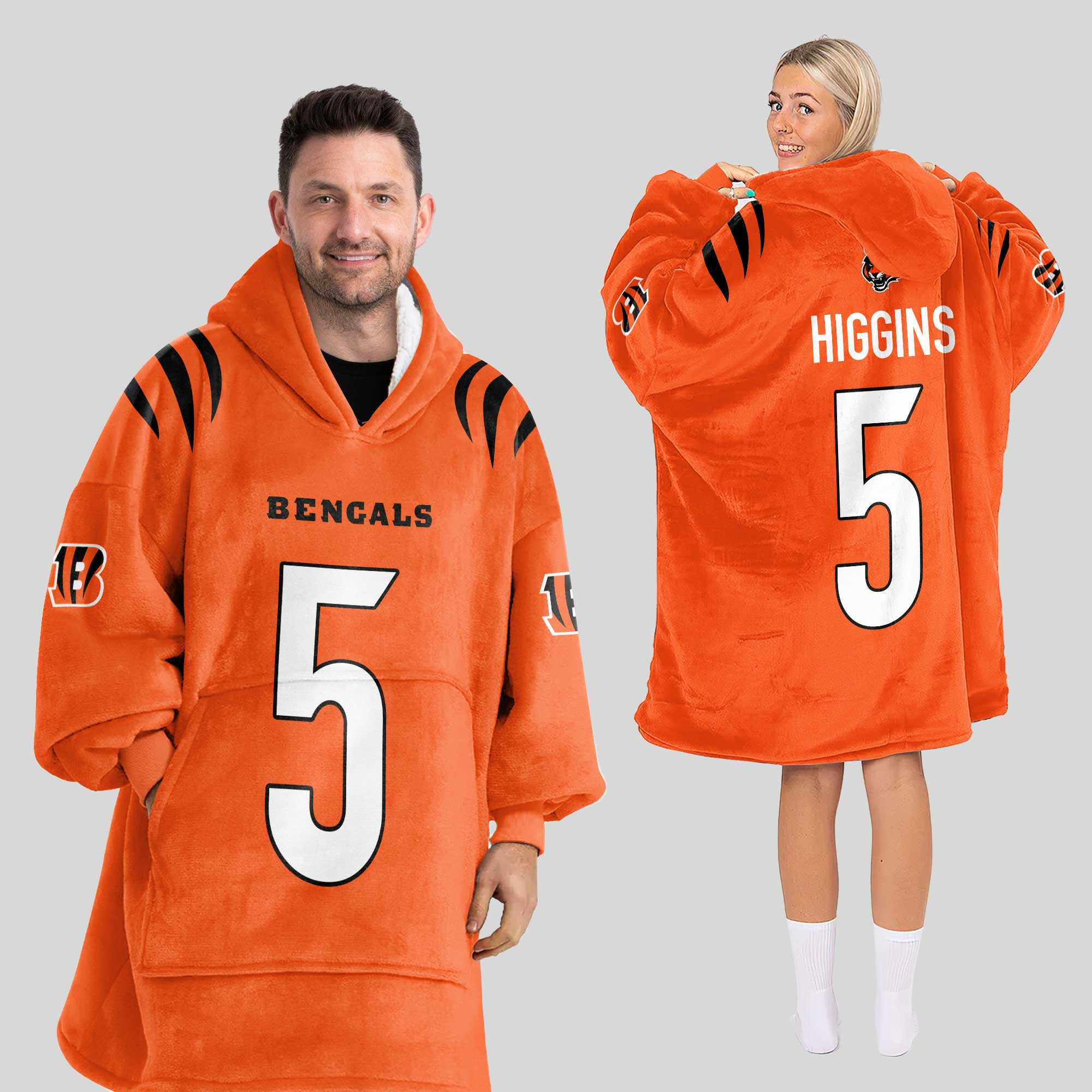 Adult 5 Cincinnati Football Unisex Blanket Hoodie