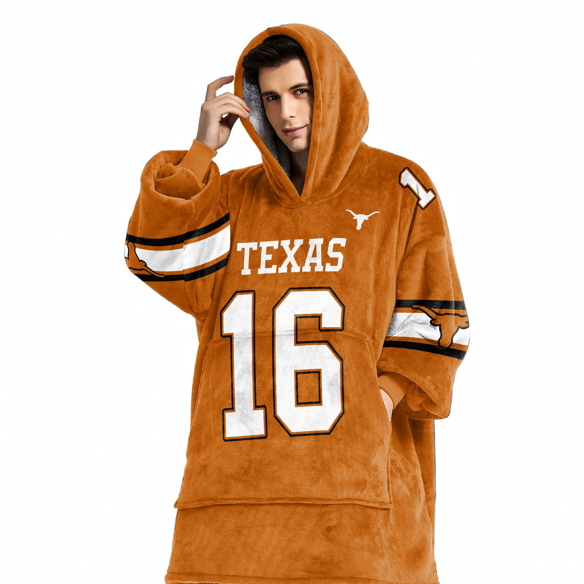 Adult 16 Texas Longhorns Football Unisex Blanket Hoodie
