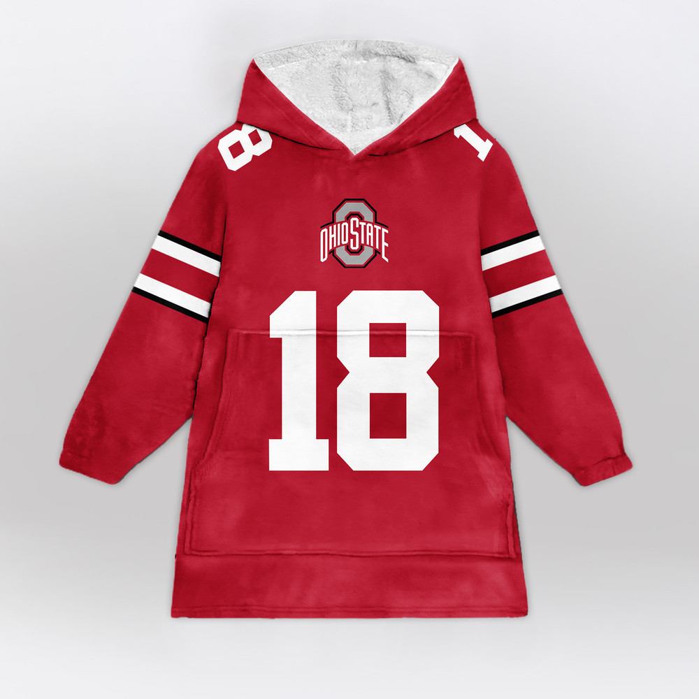 Adult 18 Ohio State Football Unisex Blanket Hoodie