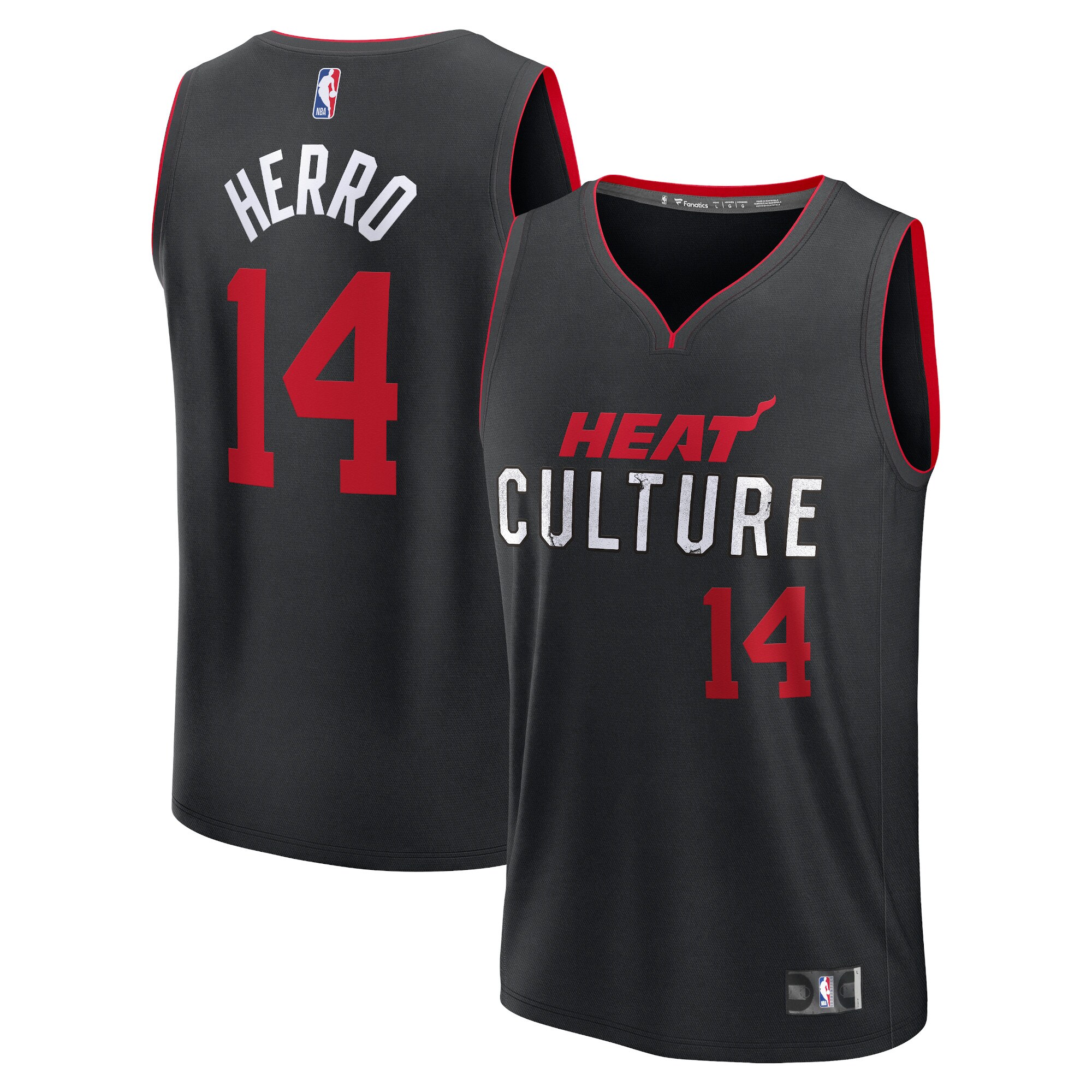 Unisex Miami Heat Tyler Herro  Black 2023/24 Fast Break Jersey - City Edition