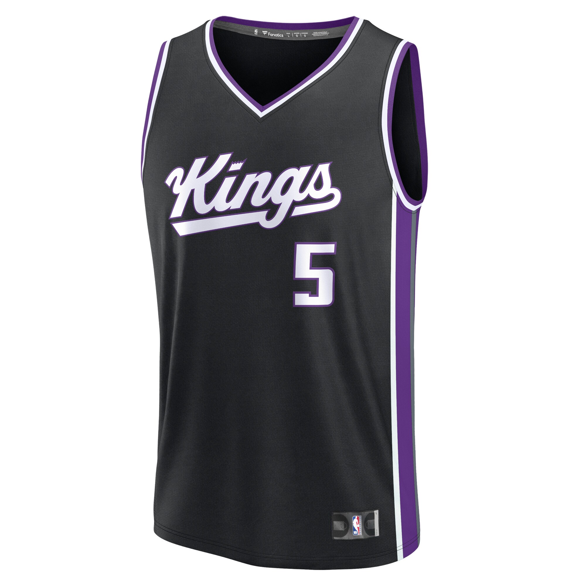Men's Sacramento Kings De'Aaron Fox  Black 2023/24 Fast Break Replica Jersey - Icon Edition