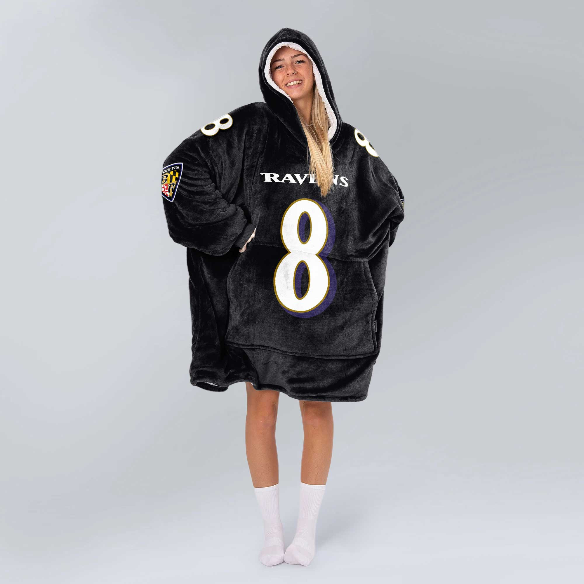 Adult 8 Baltimore Football Unisex Blanket Hoodie