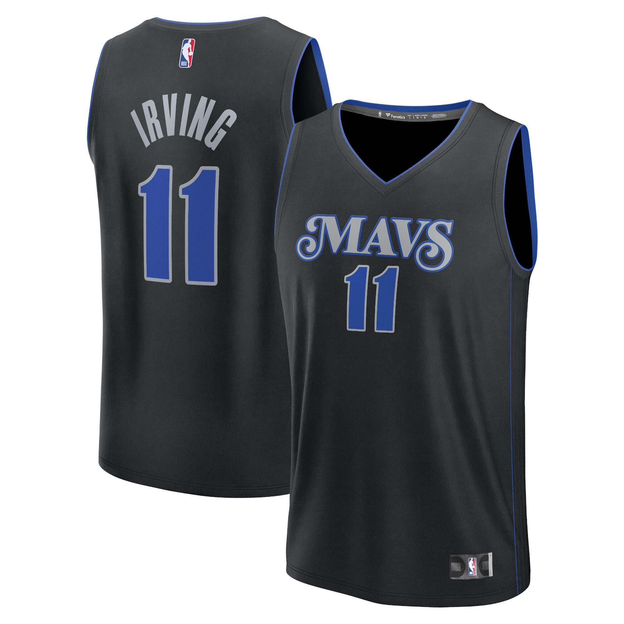 Unisex Dallas Mavericks Kyrie Irving  Black 2023/24 Fast Break Jersey - City Edition