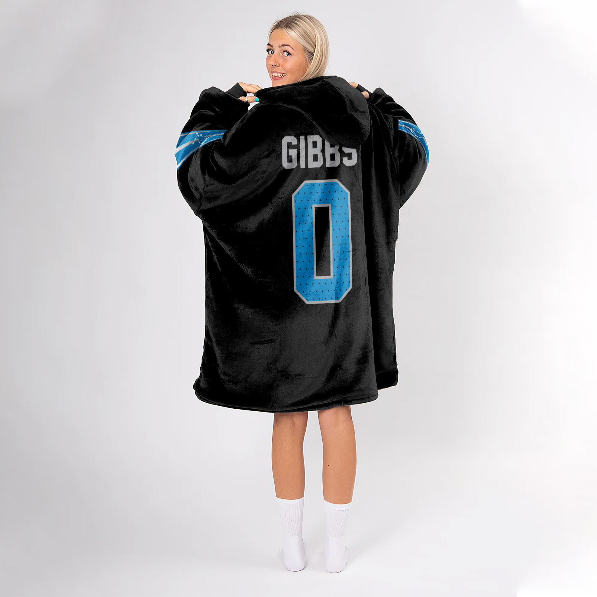Adult 0 Detroit Football Unisex Blanket Hoodie