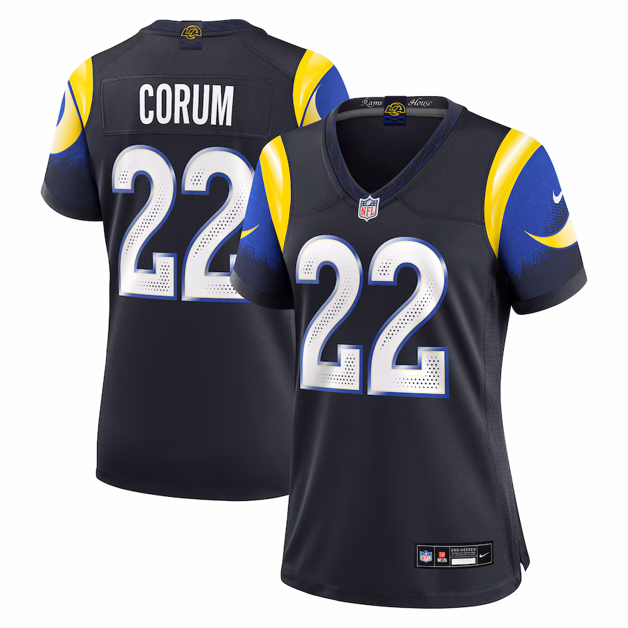 Blake Corum #22 Los Angeles Rams Women's 2025 Rivalries Collection Game Jersey - Midnight Blue