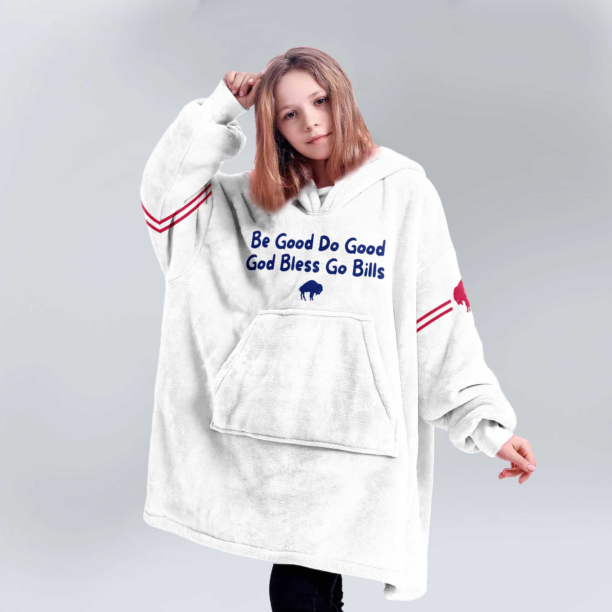 Kid Buffalo Football Unisex Blanket Hoodie