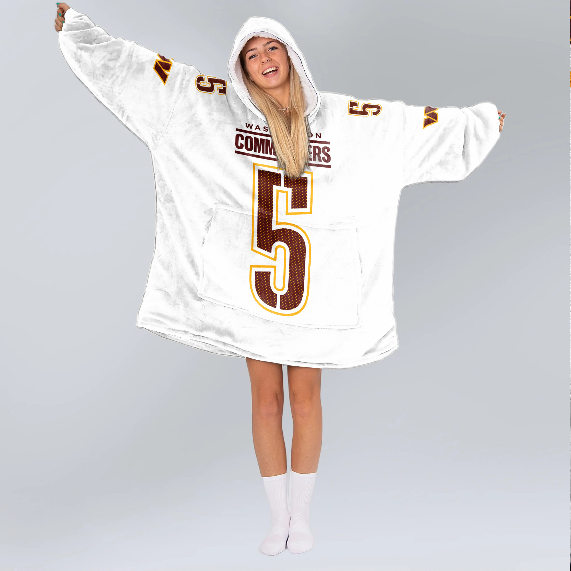 Adult J.D 5 Washington Football Unisex Blanket Hoodie