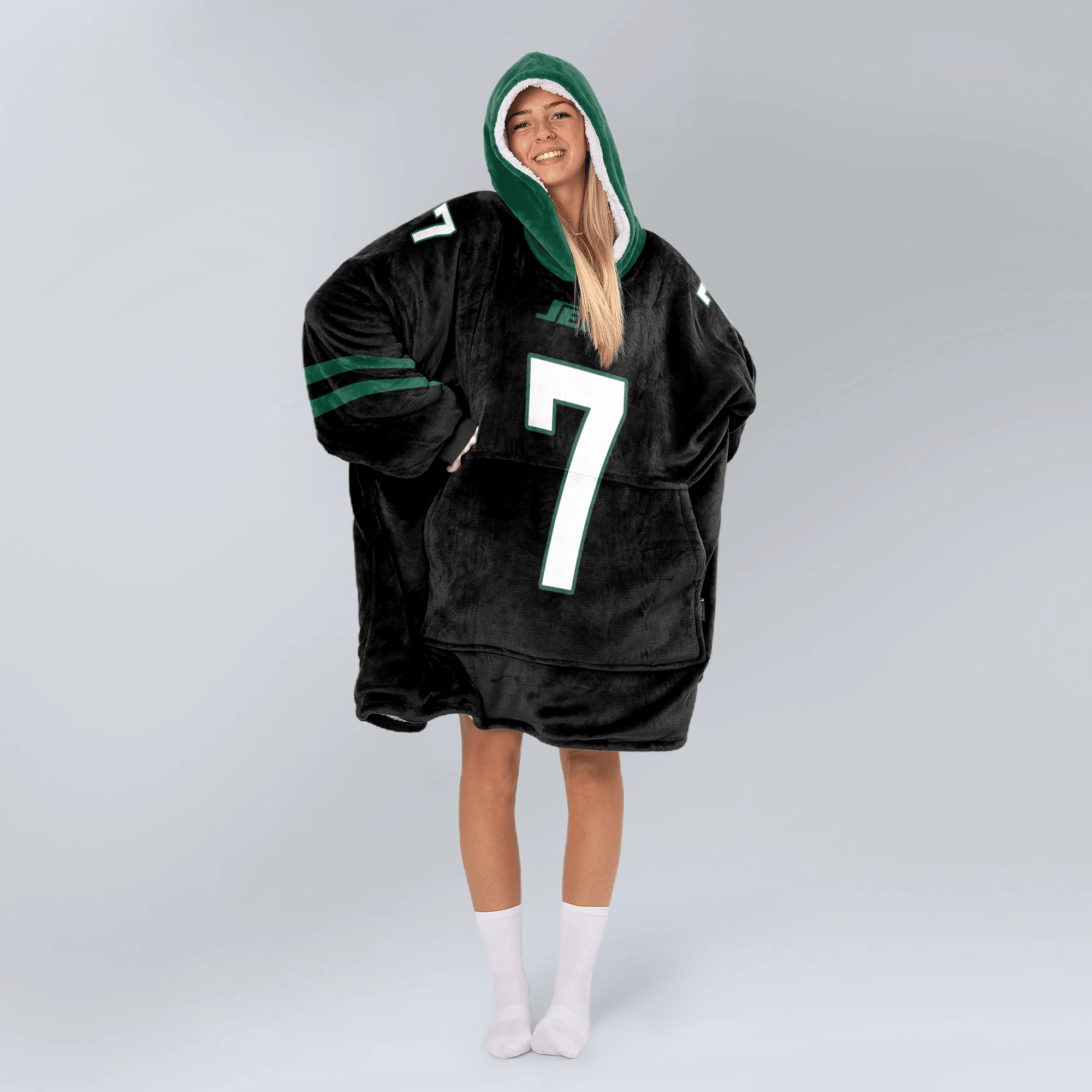 Adult J.F 7 New York J Football Unisex Blanket Hoodie