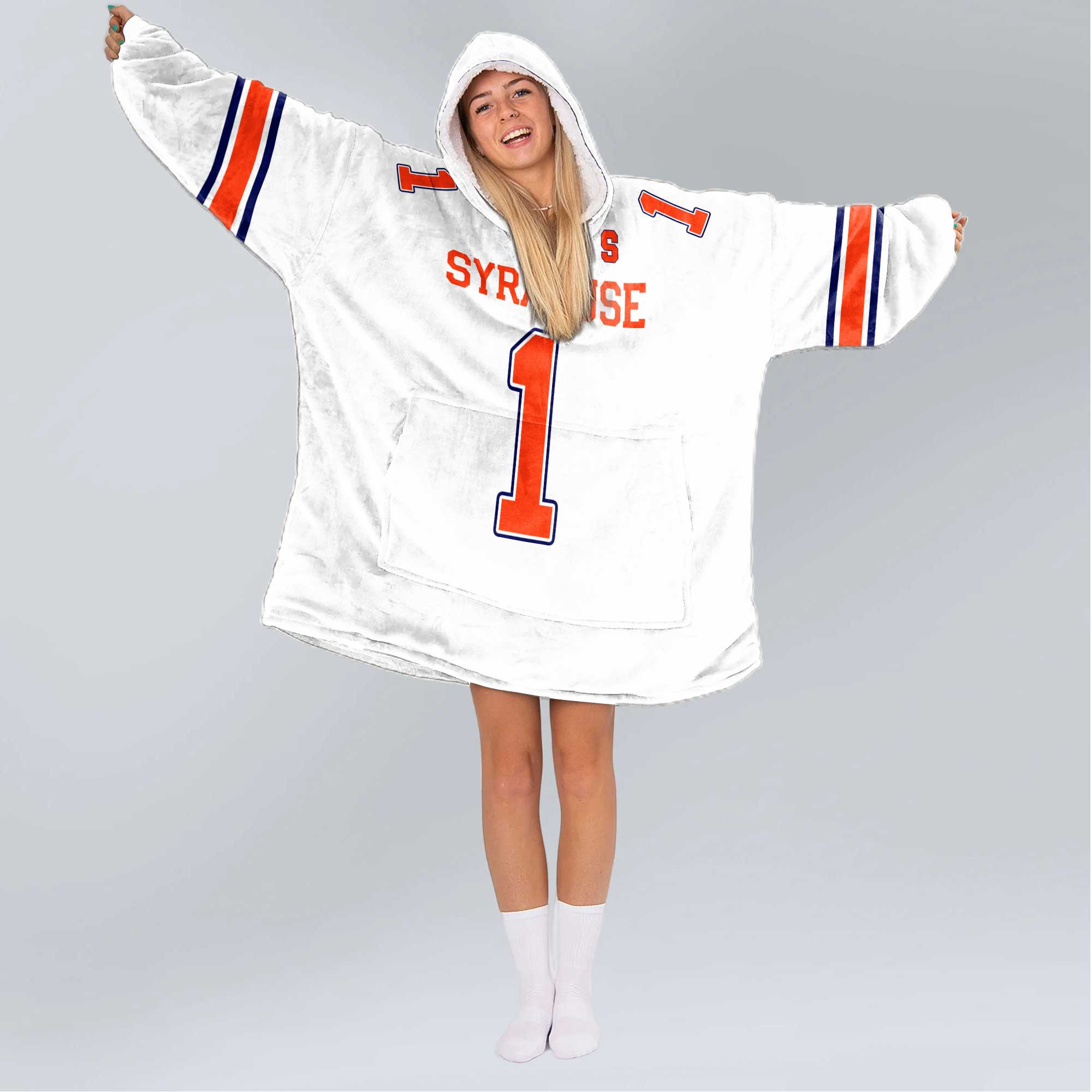 Adult #1 Syracuse Football Unisex Blanket Hoodie