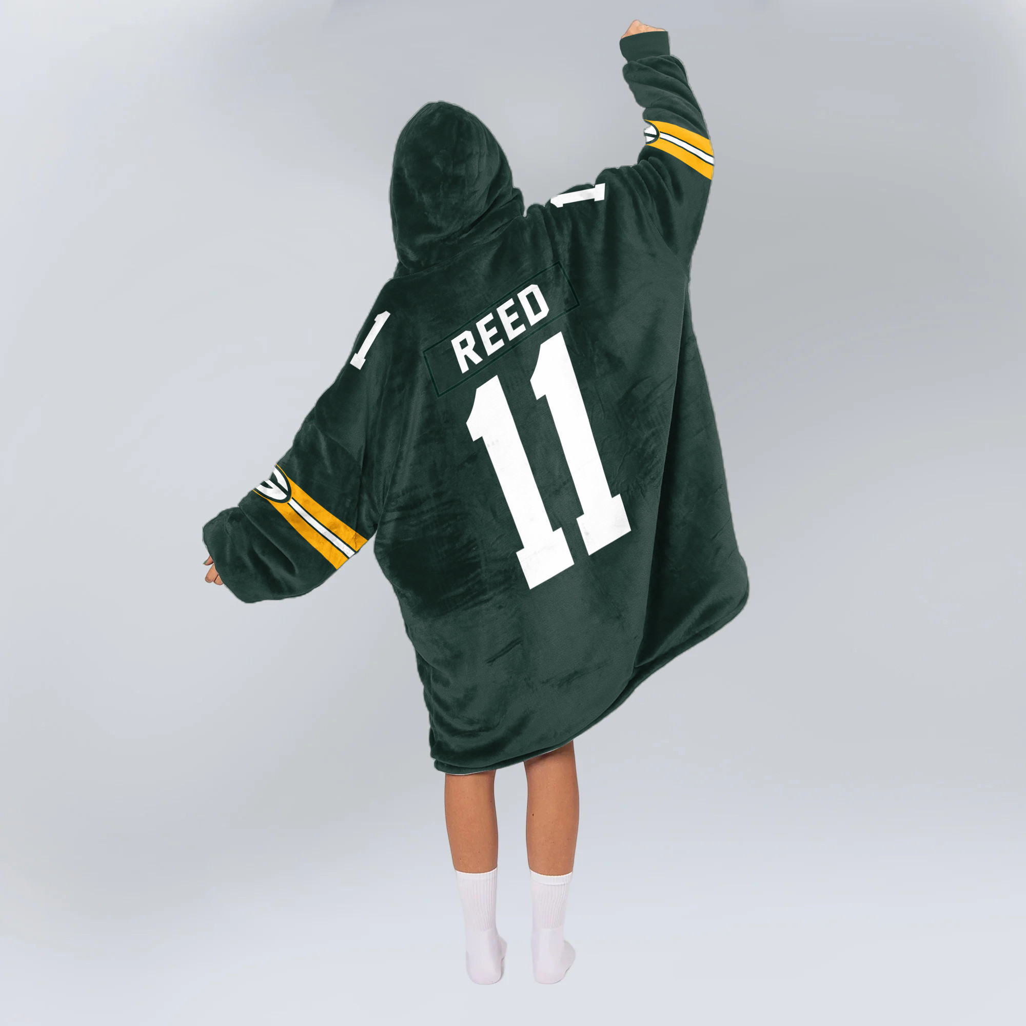 Adult J.D 11 Green Bay Football Unisex Blanket Hoodie