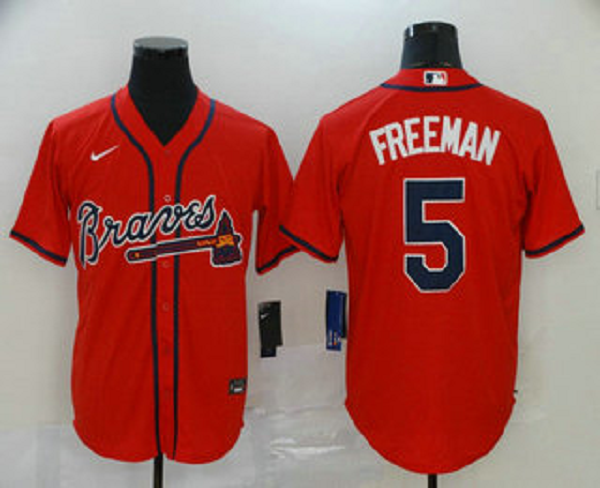 Men's Atlanta Braves #5 Freddie Freeman Red Stitched MLB Cool Base  Jersey
