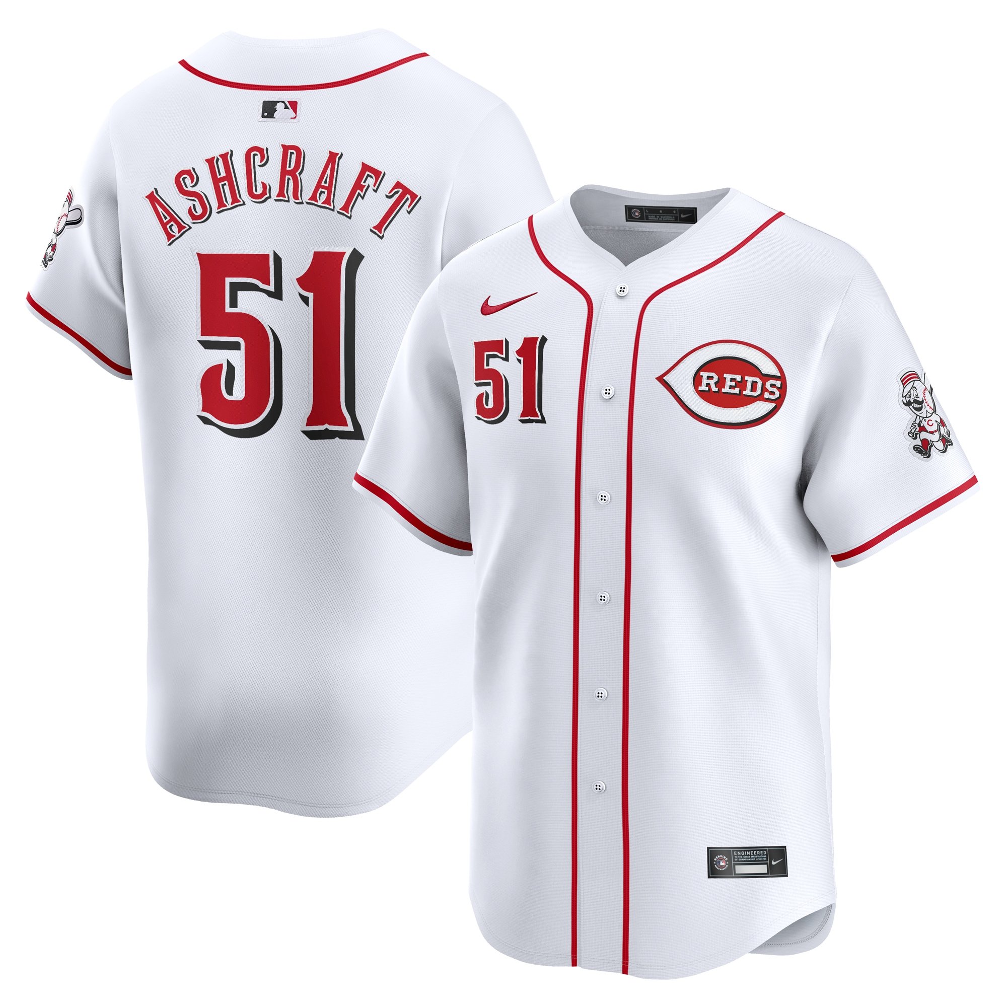 Men's Cincinnati Reds Graham Ashcraft  White Home Limited Player Jersey