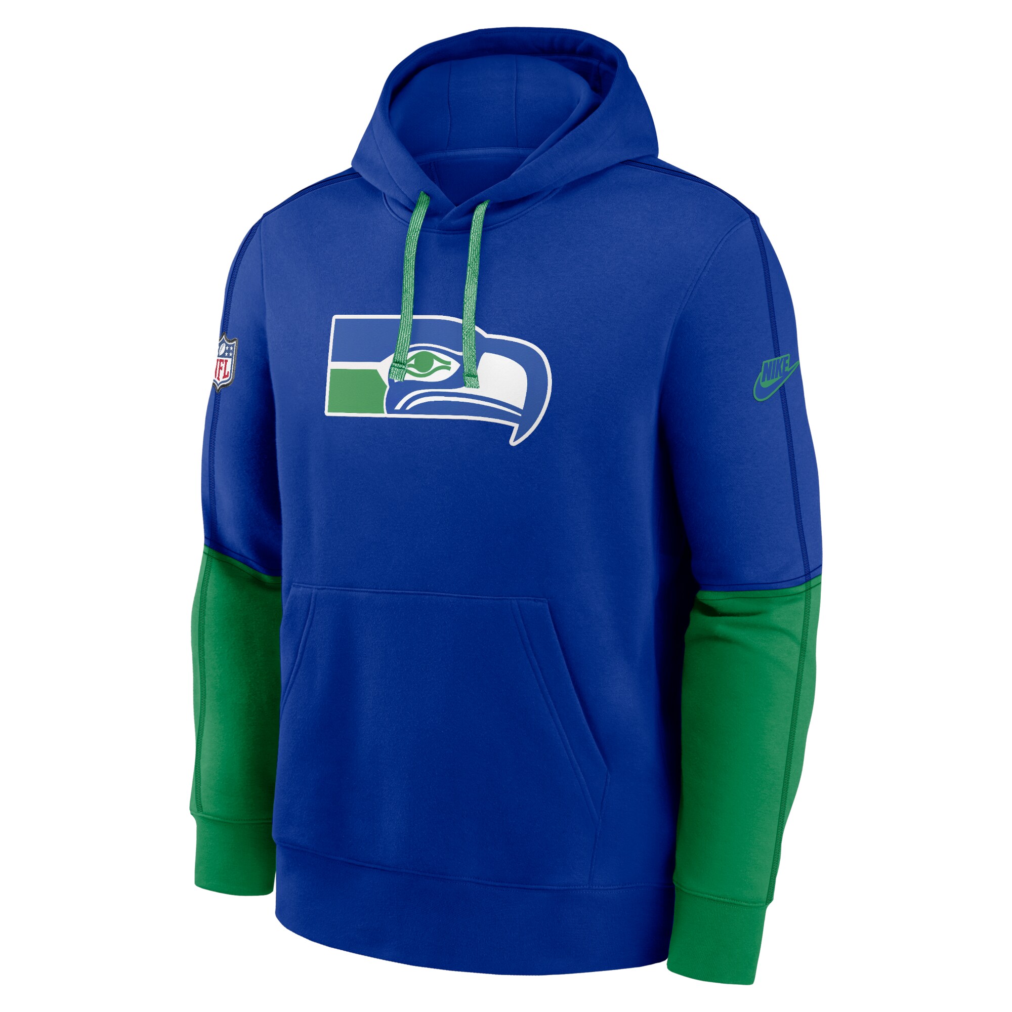 Seattle Seahawks  Throwback Logo Club Tri-Blend Pullover Hoodie - Royal