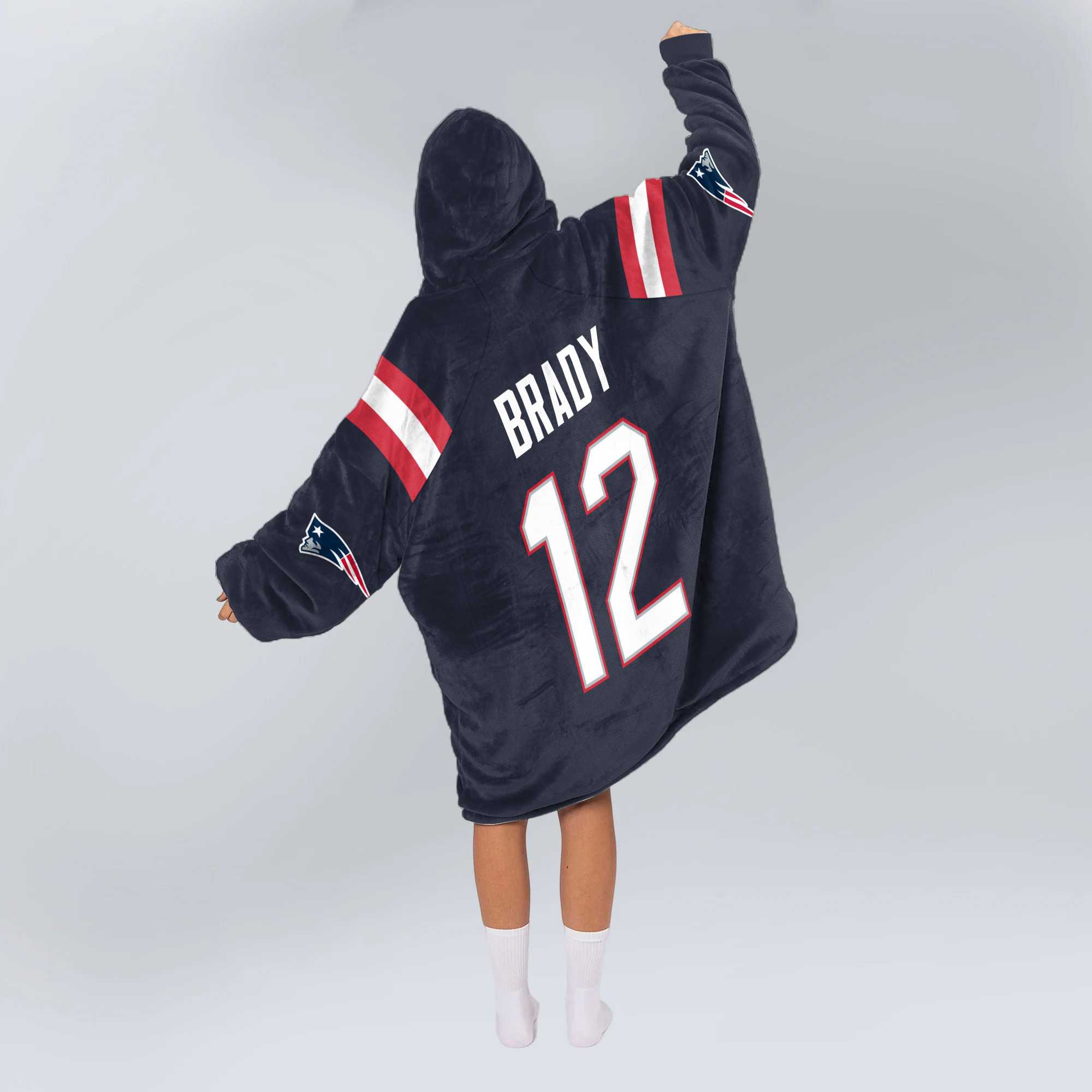 Adult TB 12 New England Football Unisex Blanket Hoodie