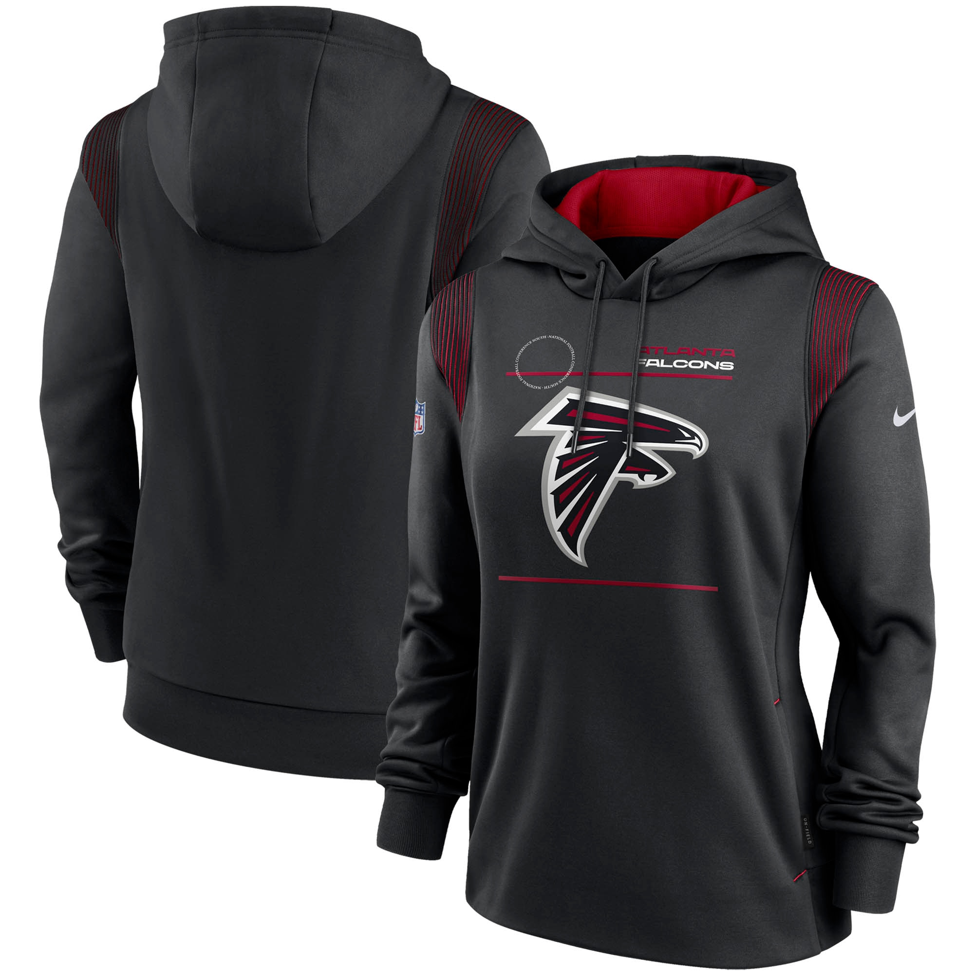 Atlanta Falcons Women's Sideline Performance Pullover Hoodie - Black