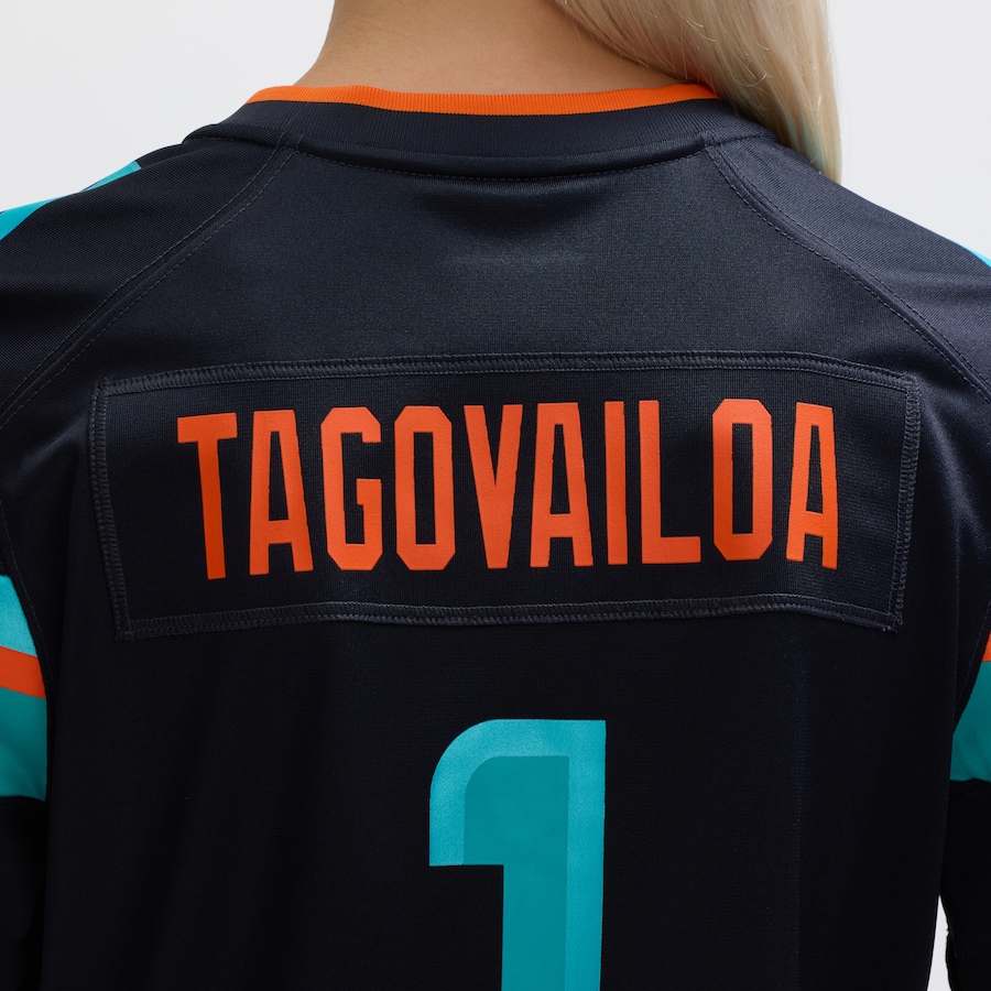 Tua Tagovailoa #1 Miami Dolphins Women's 2025 Rivalries Collection Game Jersey - Pitch Blue