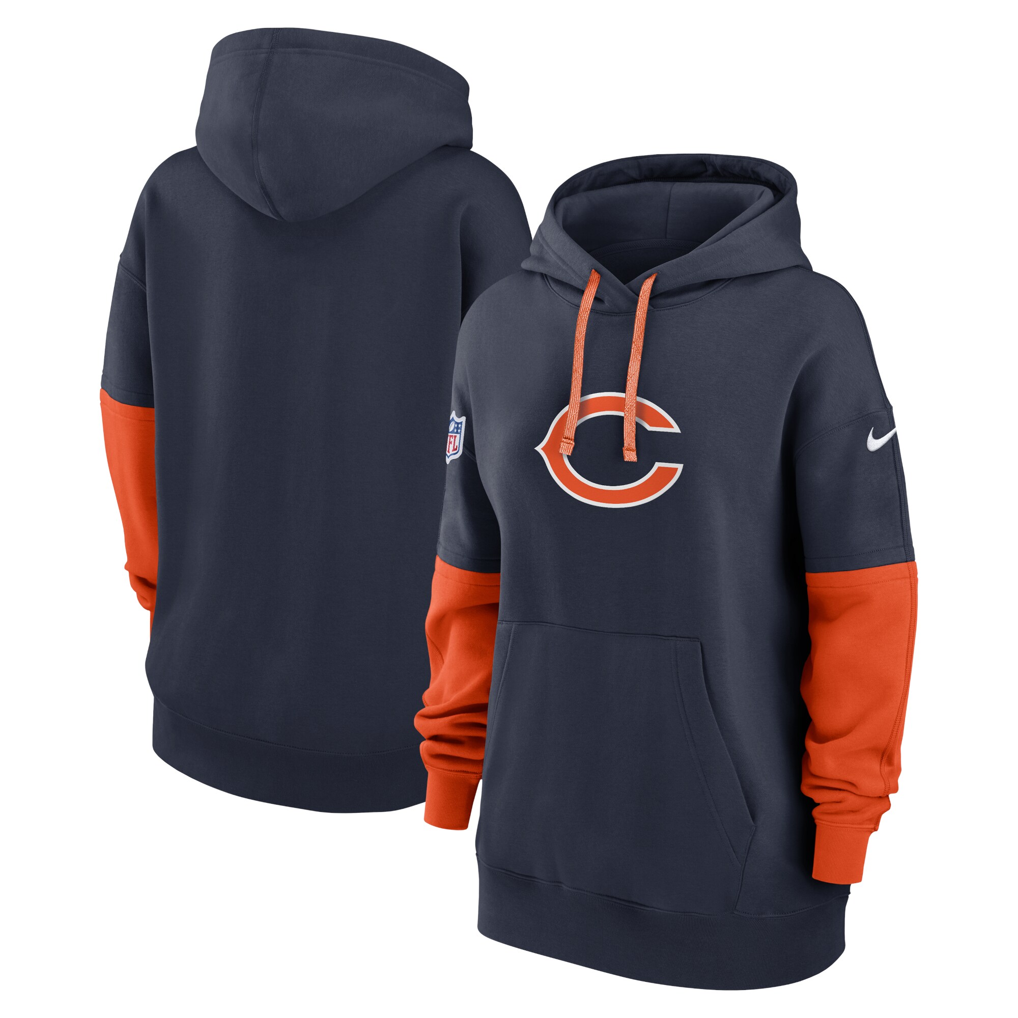 Chicago Bears Women's 2024 Sideline Essential Fleece Pullover Hoodie - Navy