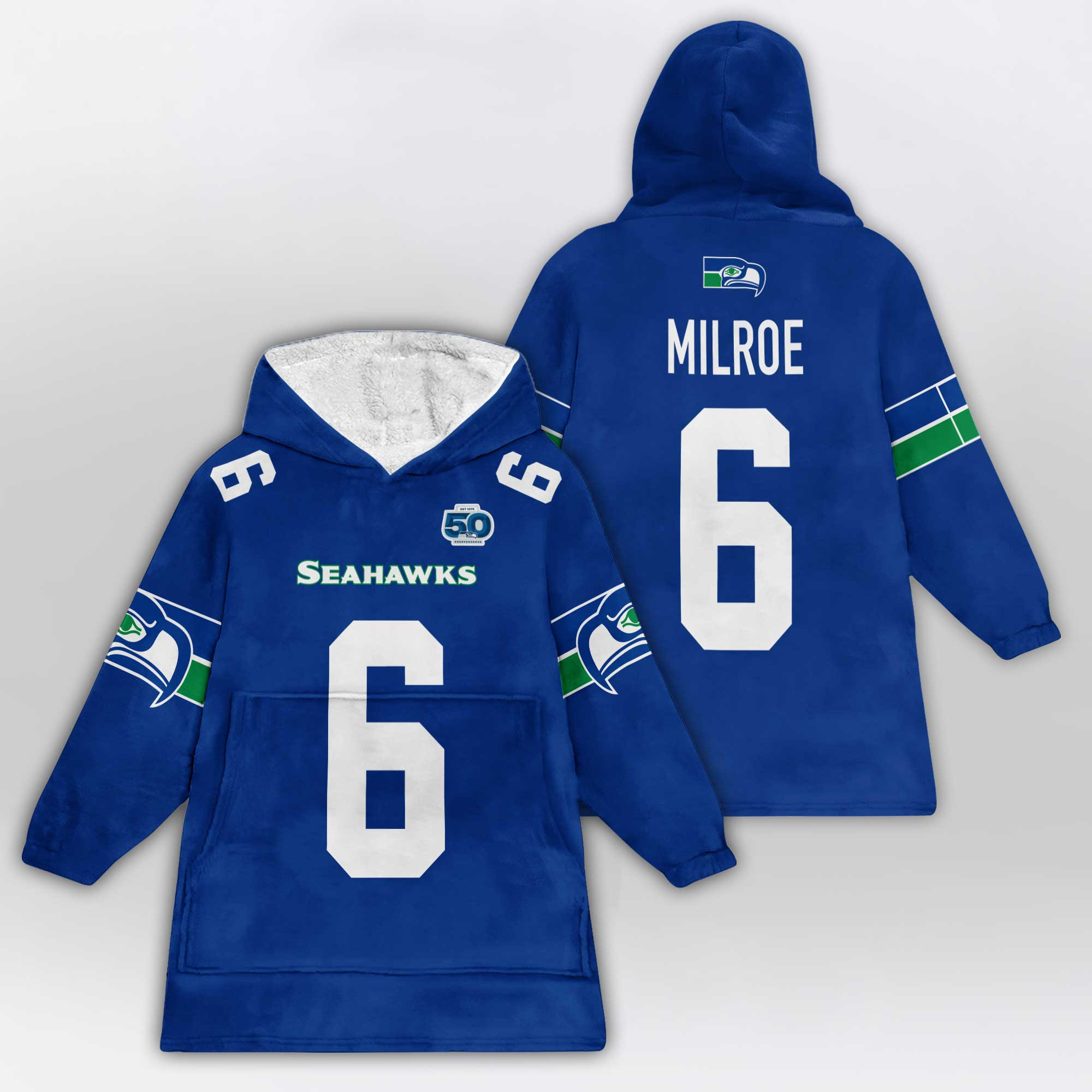 Adult 6 Seattle Football Unisex Blanket Hoodie