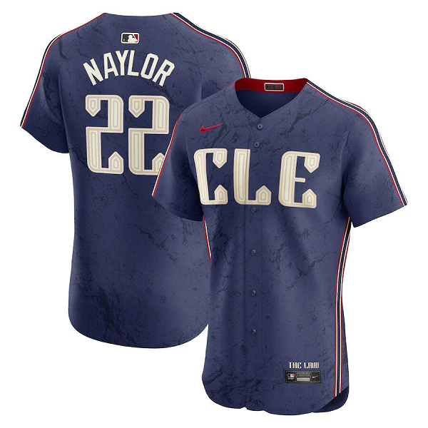 Men's Cleveland Guardians #22 Josh Naylor  Navy 2024 City Connect Limited Jersey