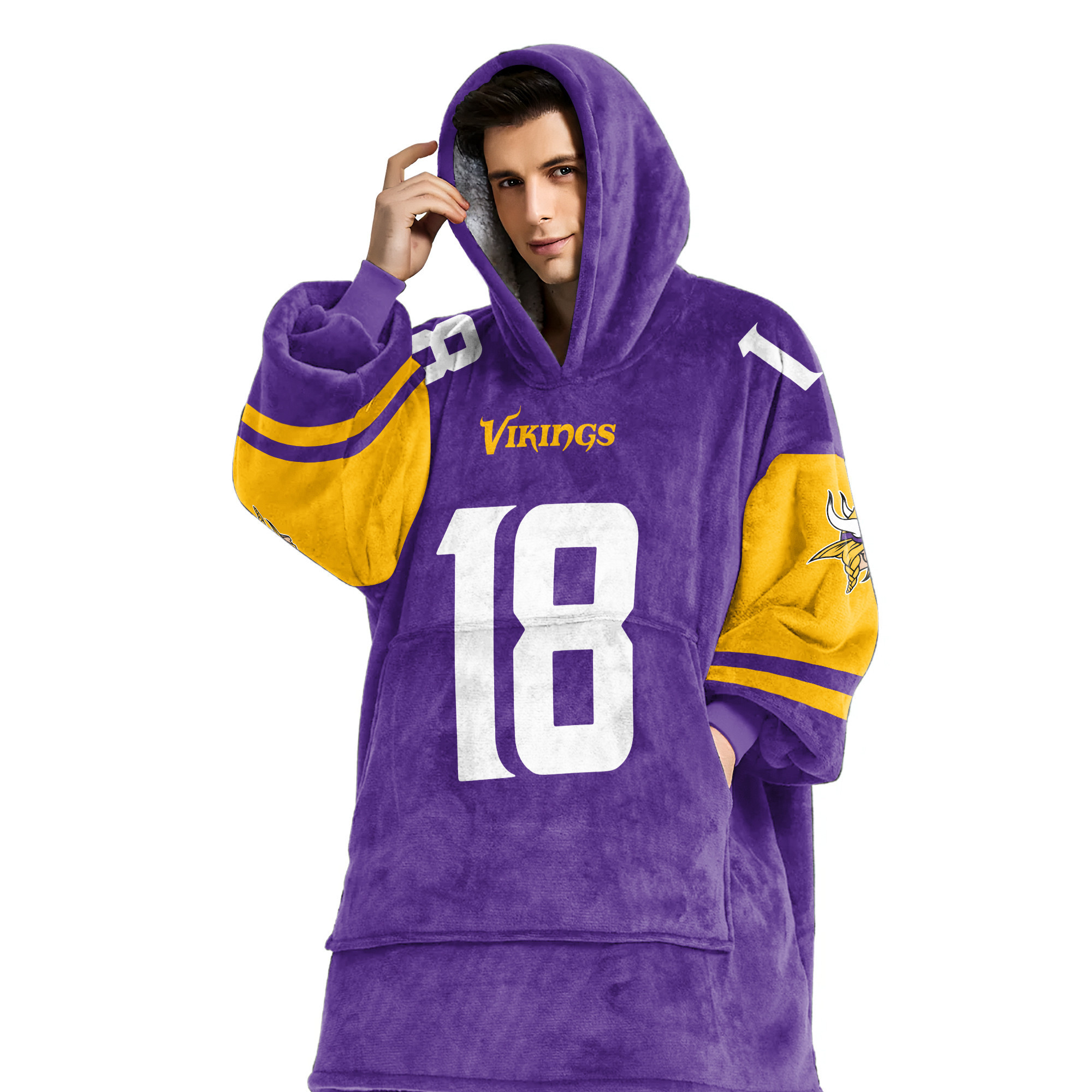 Adult JJ 18 Minnesota Football Unisex Blanket Hoodie