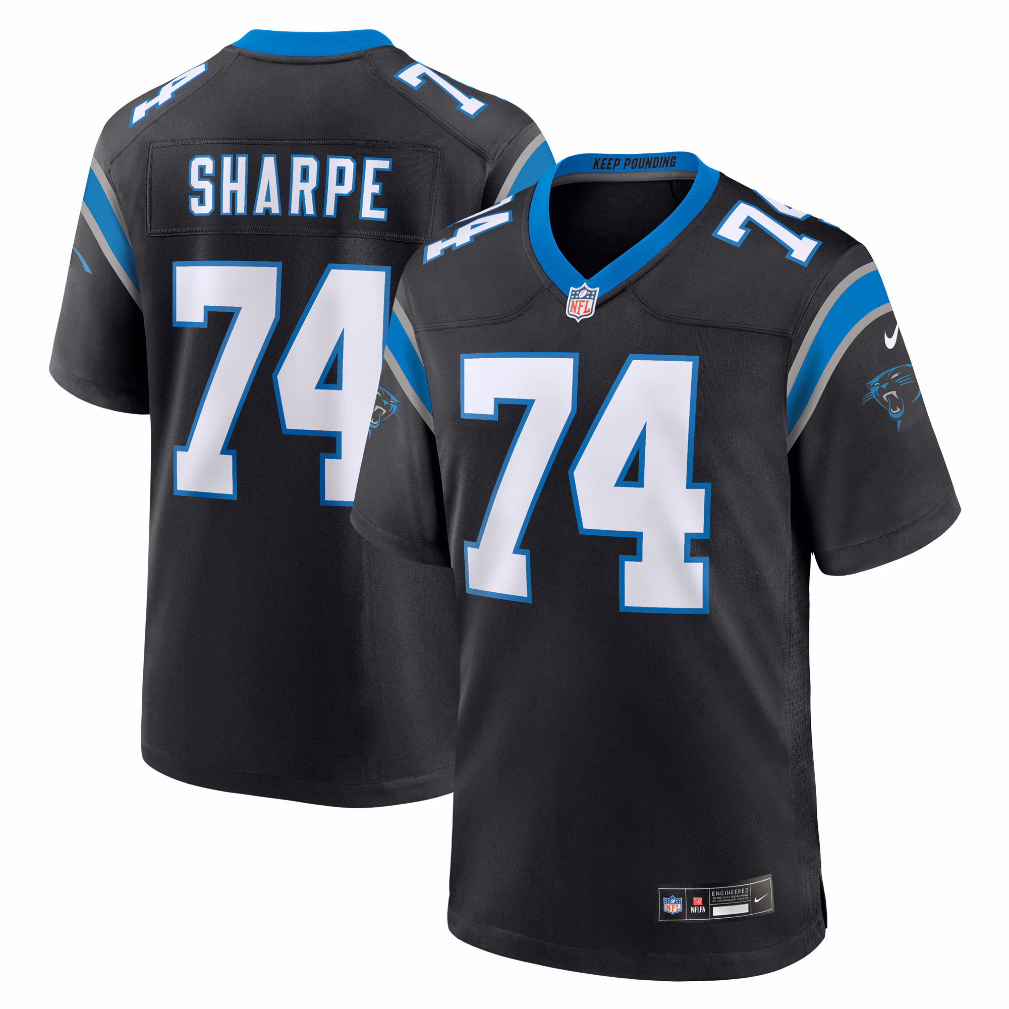 David Sharpe Carolina Panthers Team Game Jersey -  Black