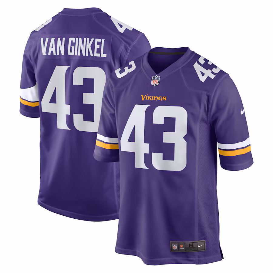 Men's Andrew Van Ginkel #43 Purple Minnesota Vikings Team Game Jersey