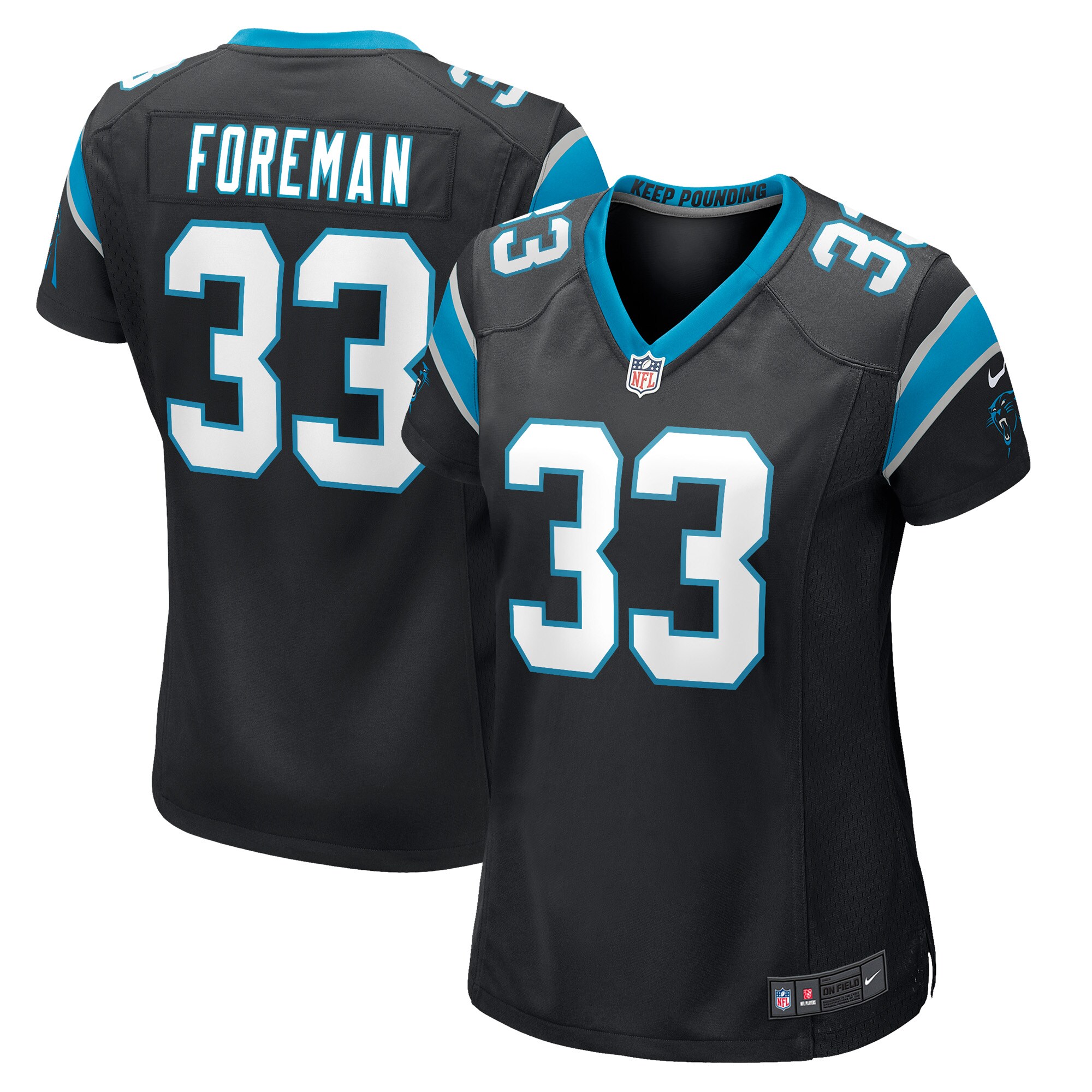 D'Onta Foreman Carolina Panthers  Women's Game Player Jersey - Black