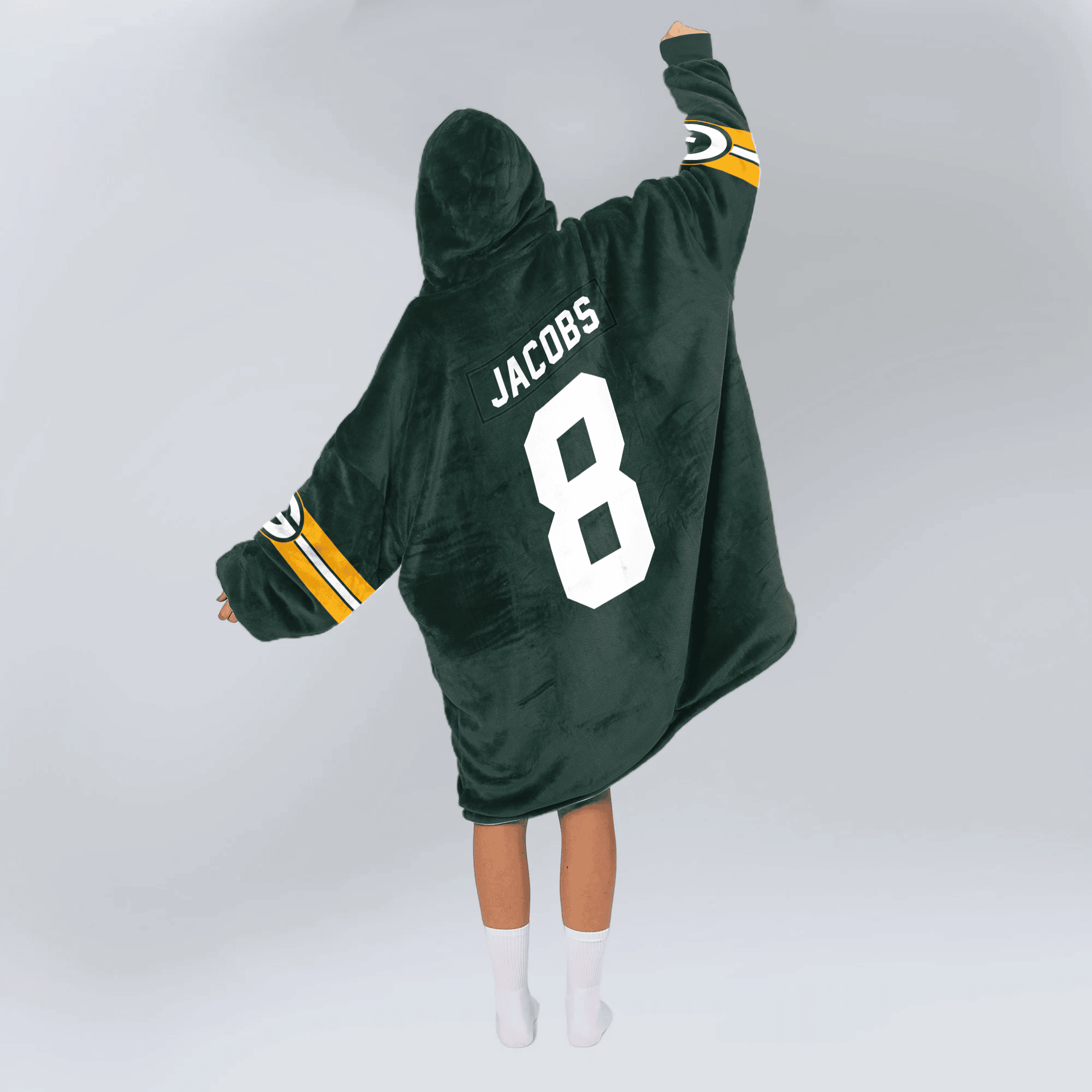 Adult J.J 8 Captain Green Bay Football Unisex Blanket Hoodie