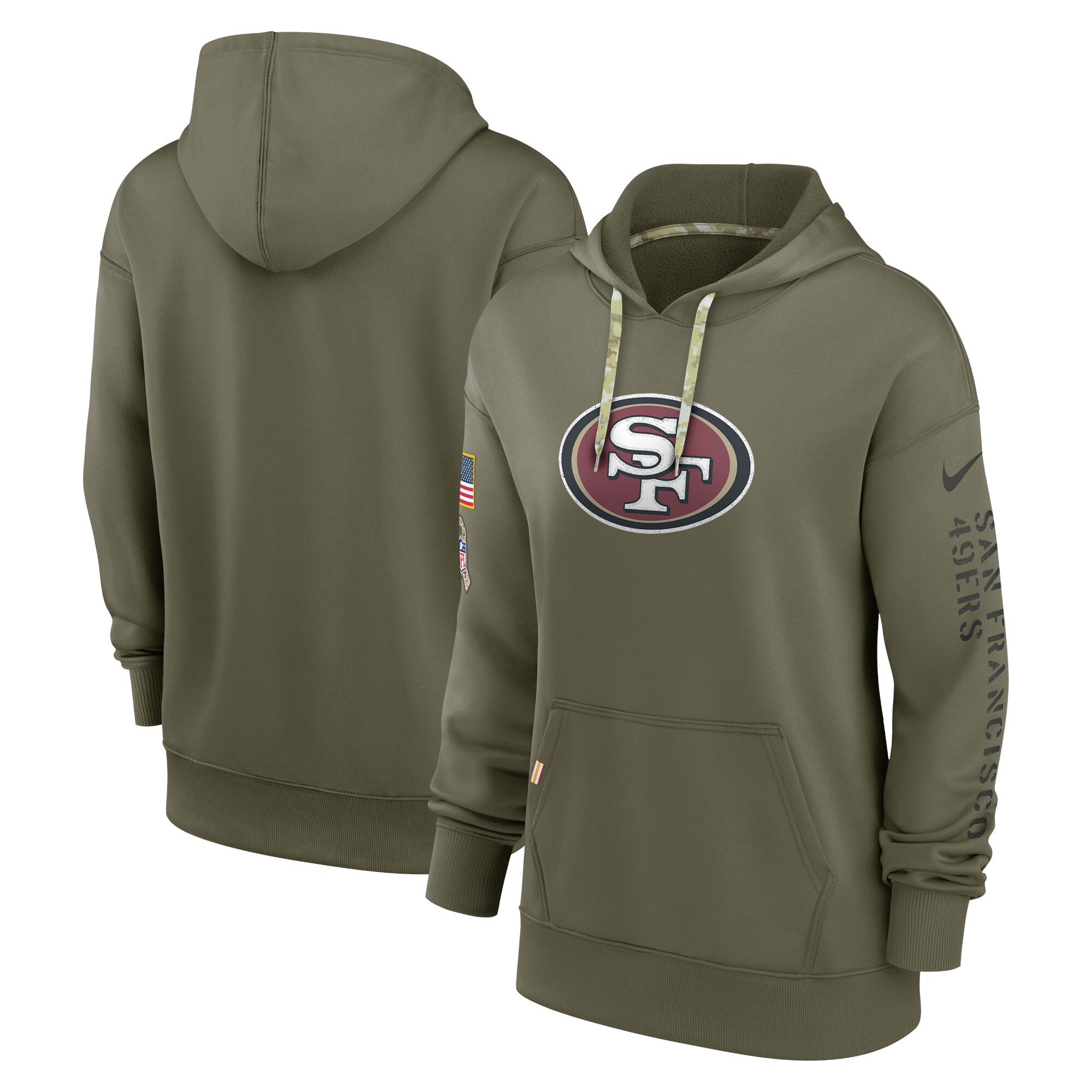 San Francisco 49ers 49ers Women's 2022 Salute To Service Performance Pullover Hoodie - Olive