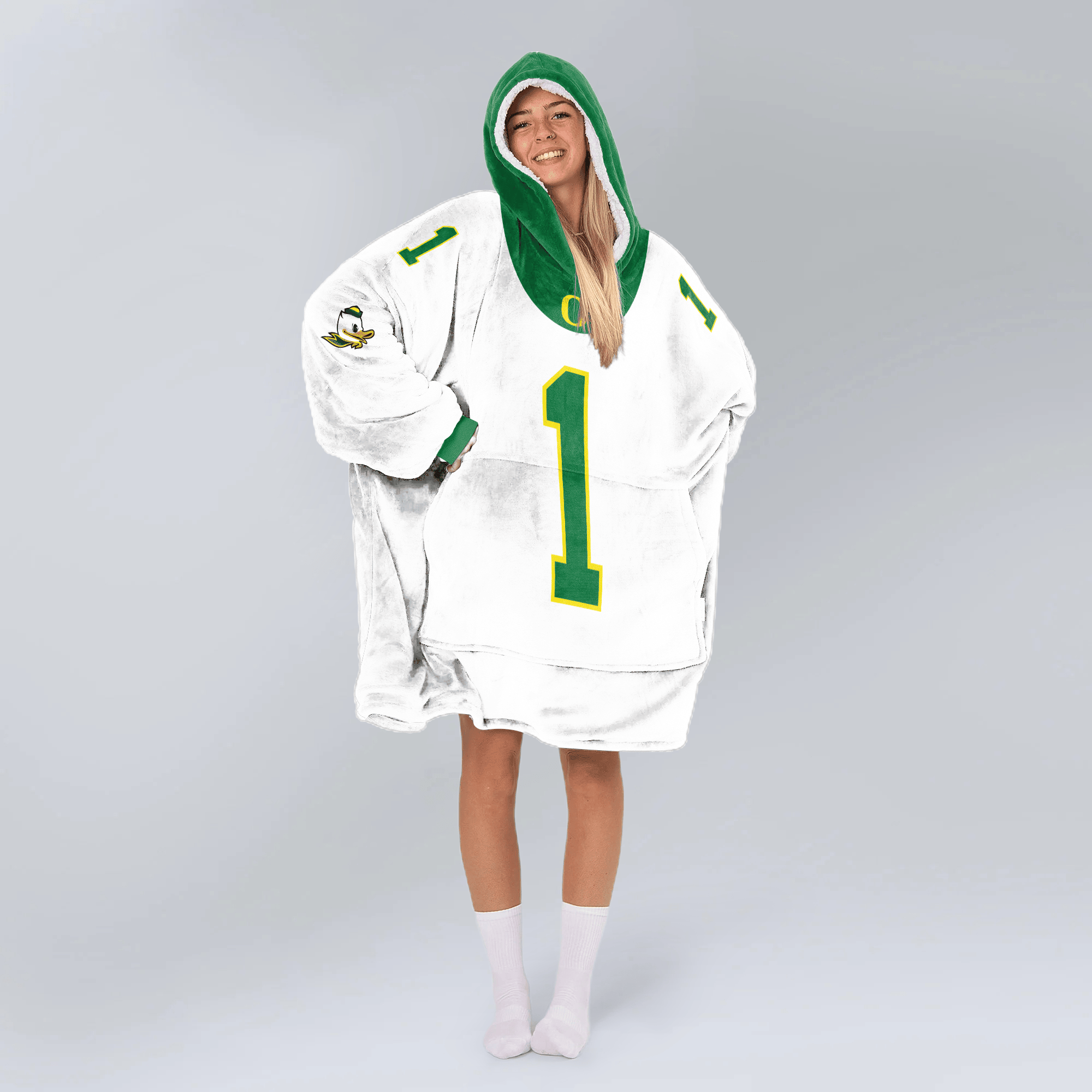 Adult #1 Oregon Football Unisex Blanket Hoodie