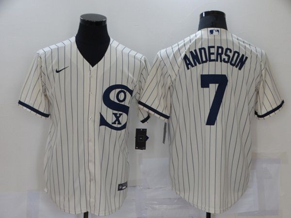 Men's  Chicago White Sox #7 Tim Anderson 2021 Field of Dreams Replica White MLB Cool Base Jersey