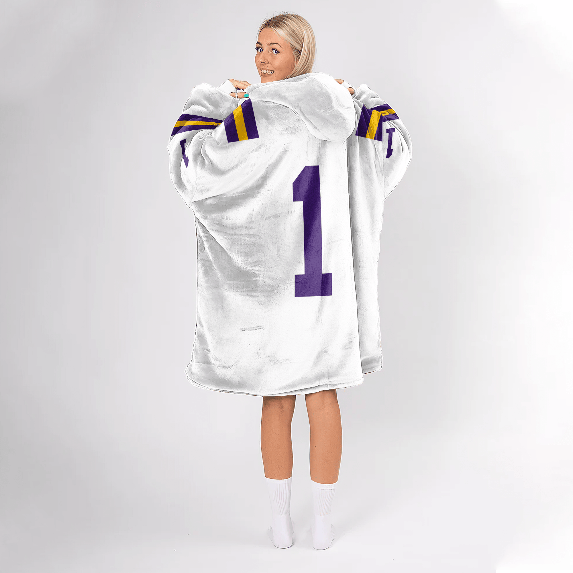 Adult #1 LSU Football Unisex Blanket Hoodie
