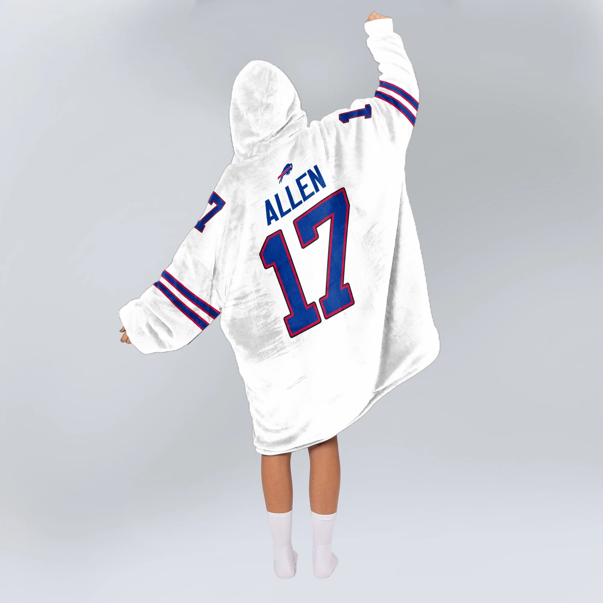 Adult 17 Buffalo Football Unisex Blanket Hoodie