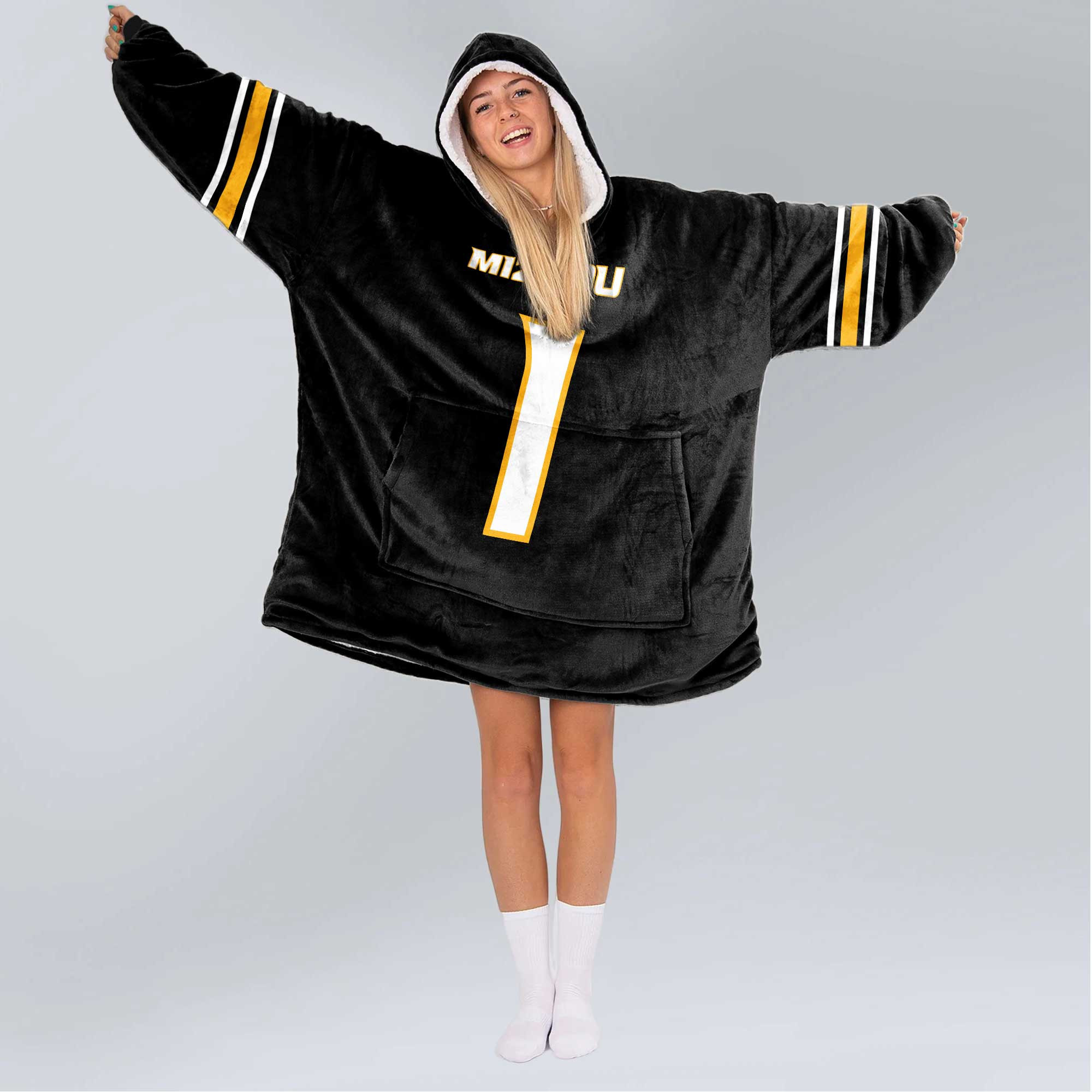 Adult 1 Missouri Football Unisex Blanket Hoodie