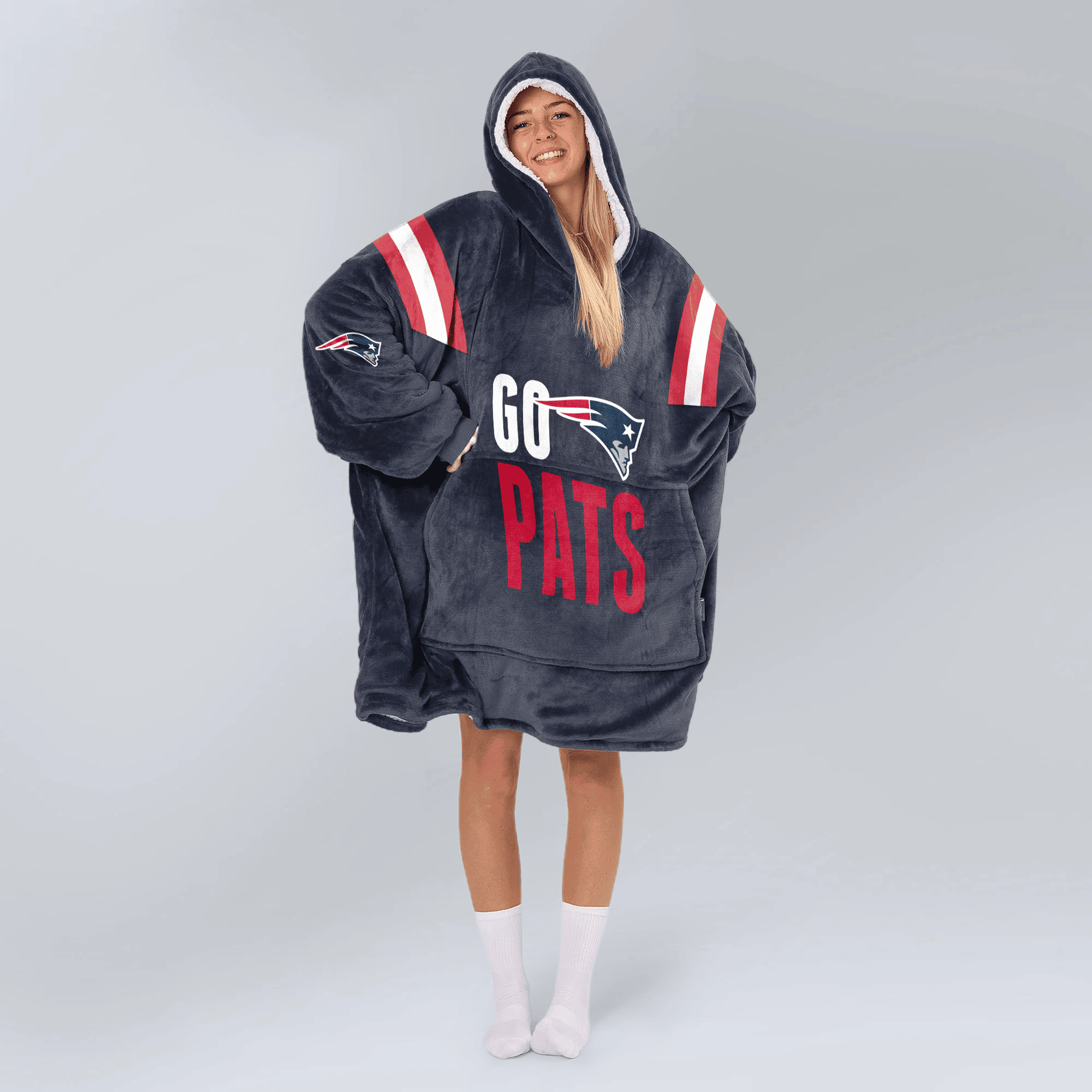 10 New England Football Unisex Blanket Hoodie