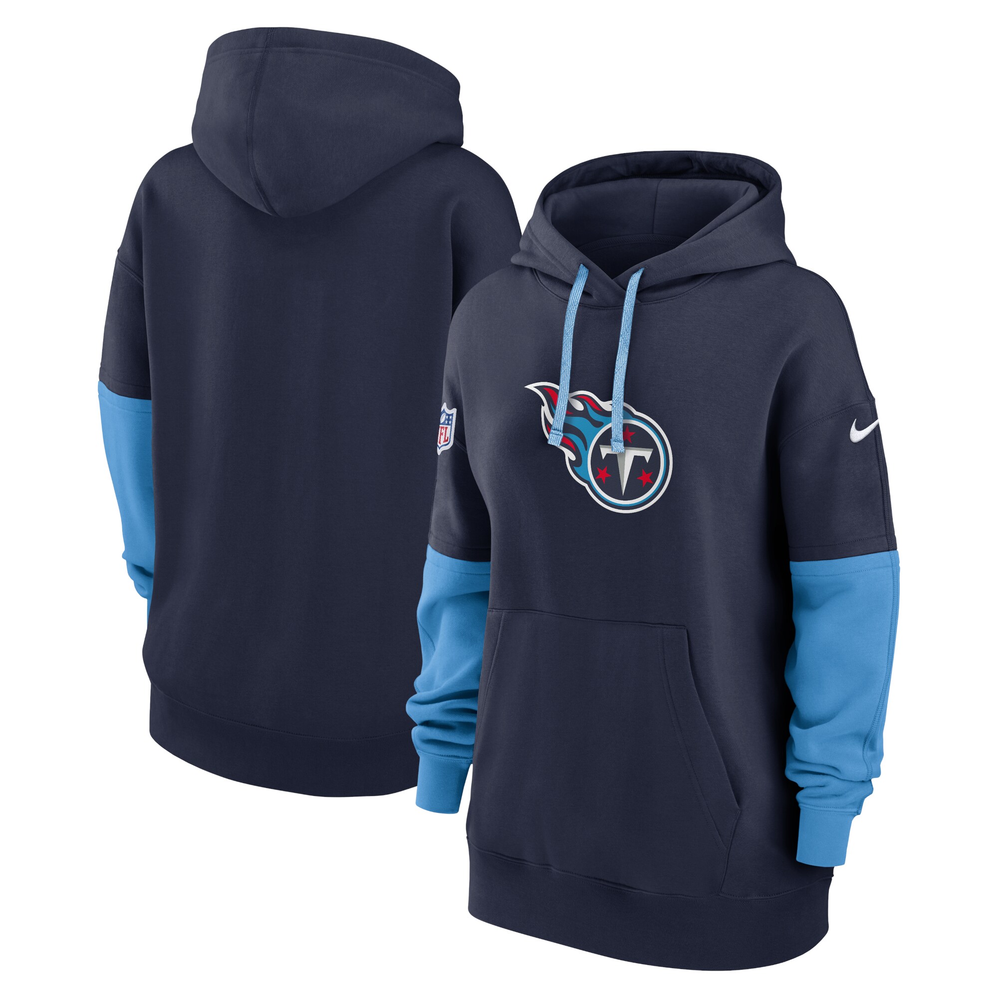 Tennessee Titans Women's 2024 Sideline Essential Fleece Pullover Hoodie - Navy