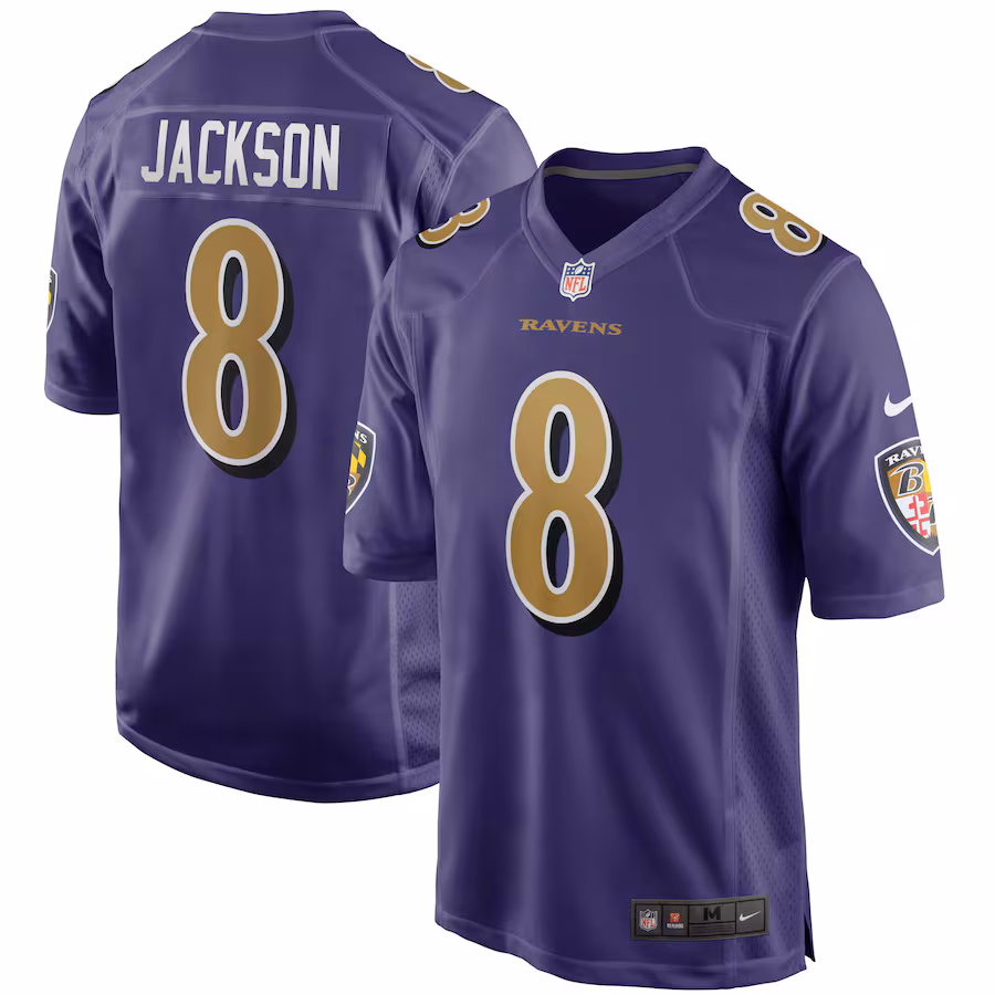 Men's Lamar Jackson #8 Purple Baltimore Ravens Alternate Game Jersey