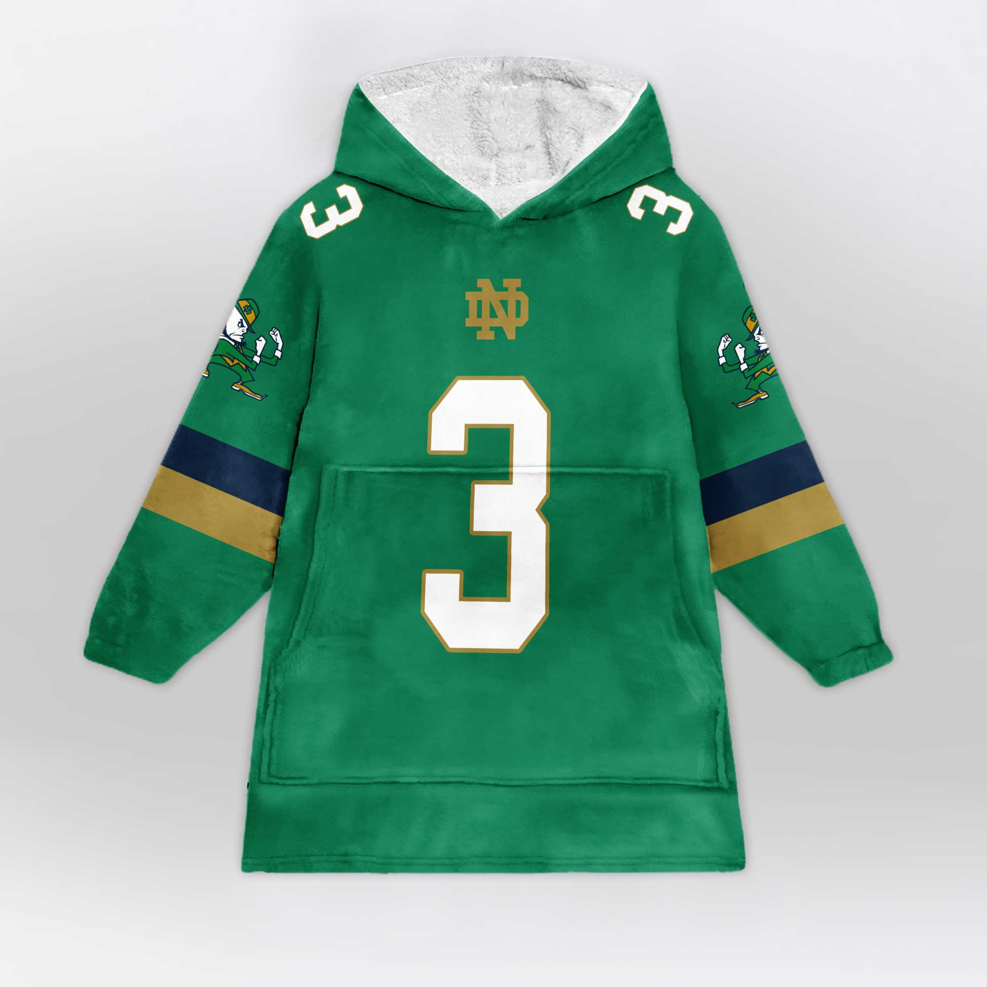 Adult 3 Notre Dame Football Unisex Blanket Hoodie
