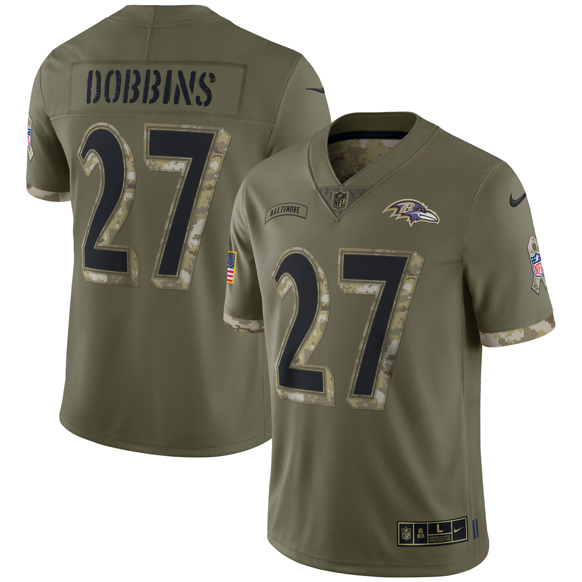 J.K. Dobbins Baltimore Ravens  2022 Salute To Service Limited Jersey - Olive