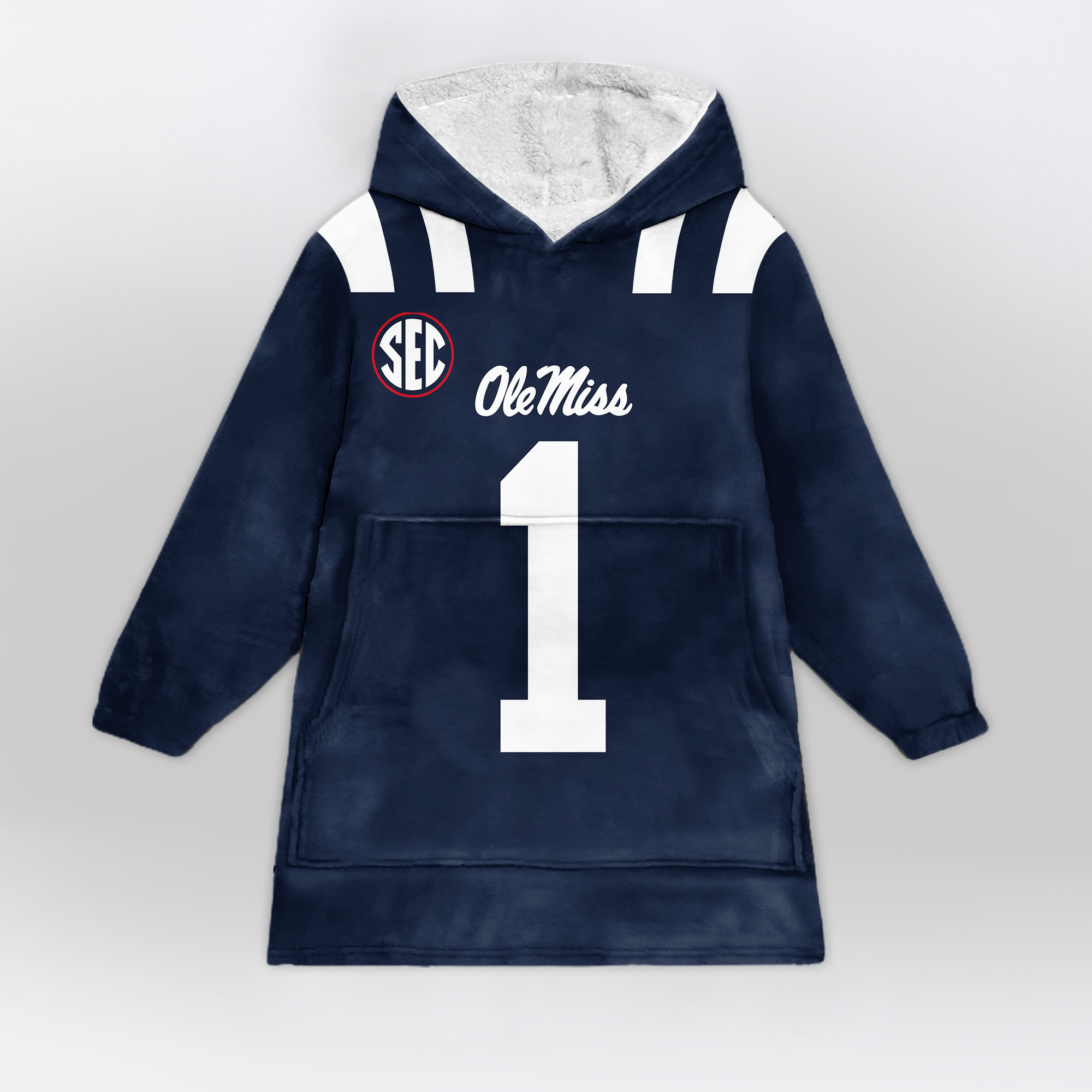 Adult #1 Ole Miss Football Unisex Blanket Hoodie