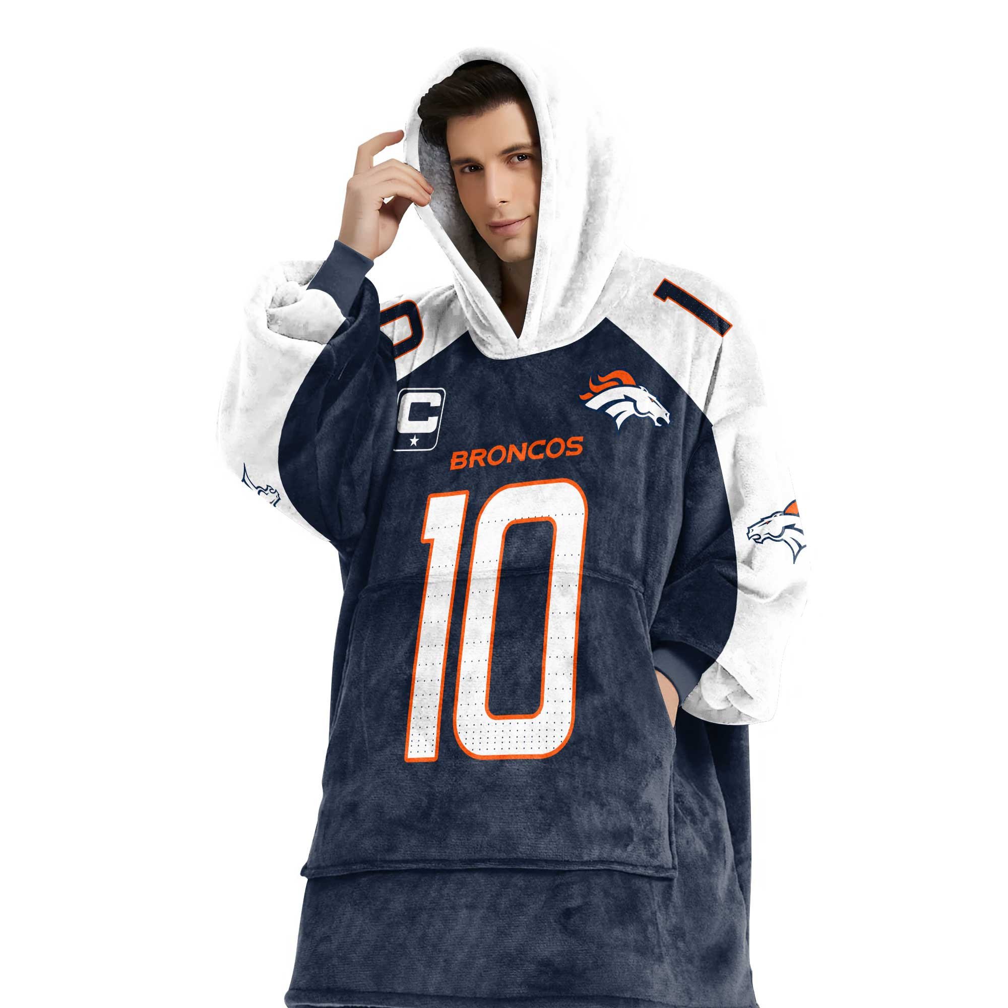 Adult 10 Denver Football Unisex Blanket Hoodie