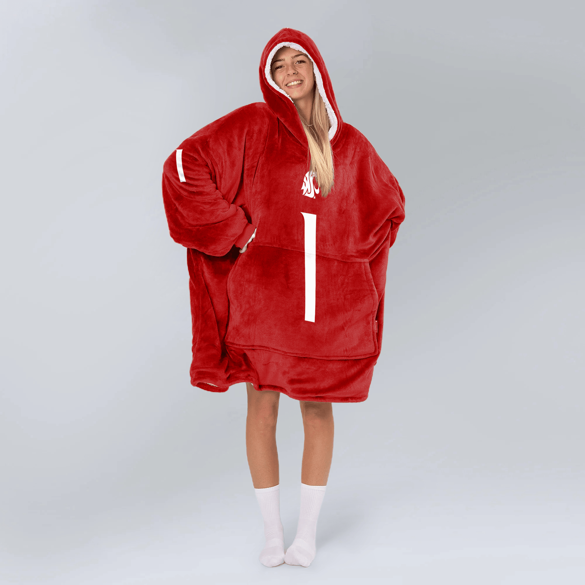 Adult #1 Washington State Football Unisex Blanket Hoodie